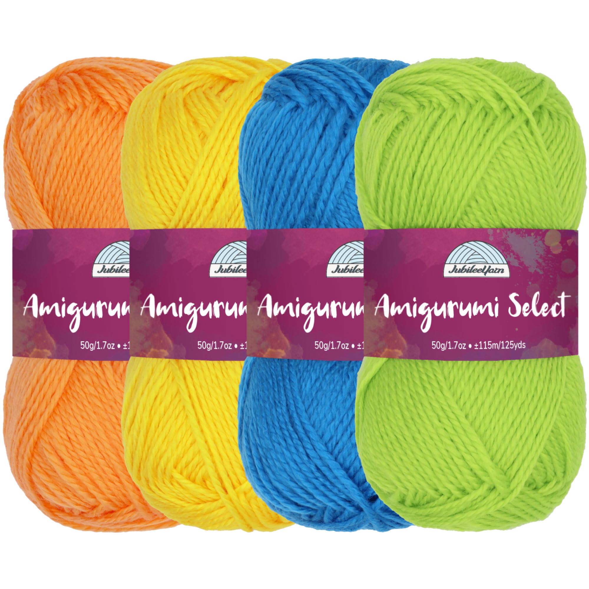 Amigurumi Select 100% Acrylic Craft Yarn Skeins Crochet and Knitting Projects - Acrylic Fingering Weight - Inspiration Assortment 85-4 Skeins