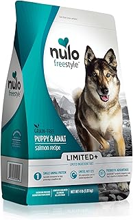 Nulo Puppy & Adult Freestyle Limited Plus Grain Free Dry Dog Food: All Natural Limited Ingredient Diet for Digestive & Immune Health - Allergy Sensitive Non GMO (Salmon Recipe - 4 lb Bag) (51LS04)