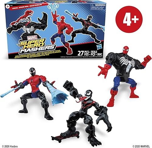 Miniatura 3 de Marvel Super Hero Mashers - Paquete de colección de telarañas con Spiderman, Venom y Miles Morales (exclusivo de Amazon)