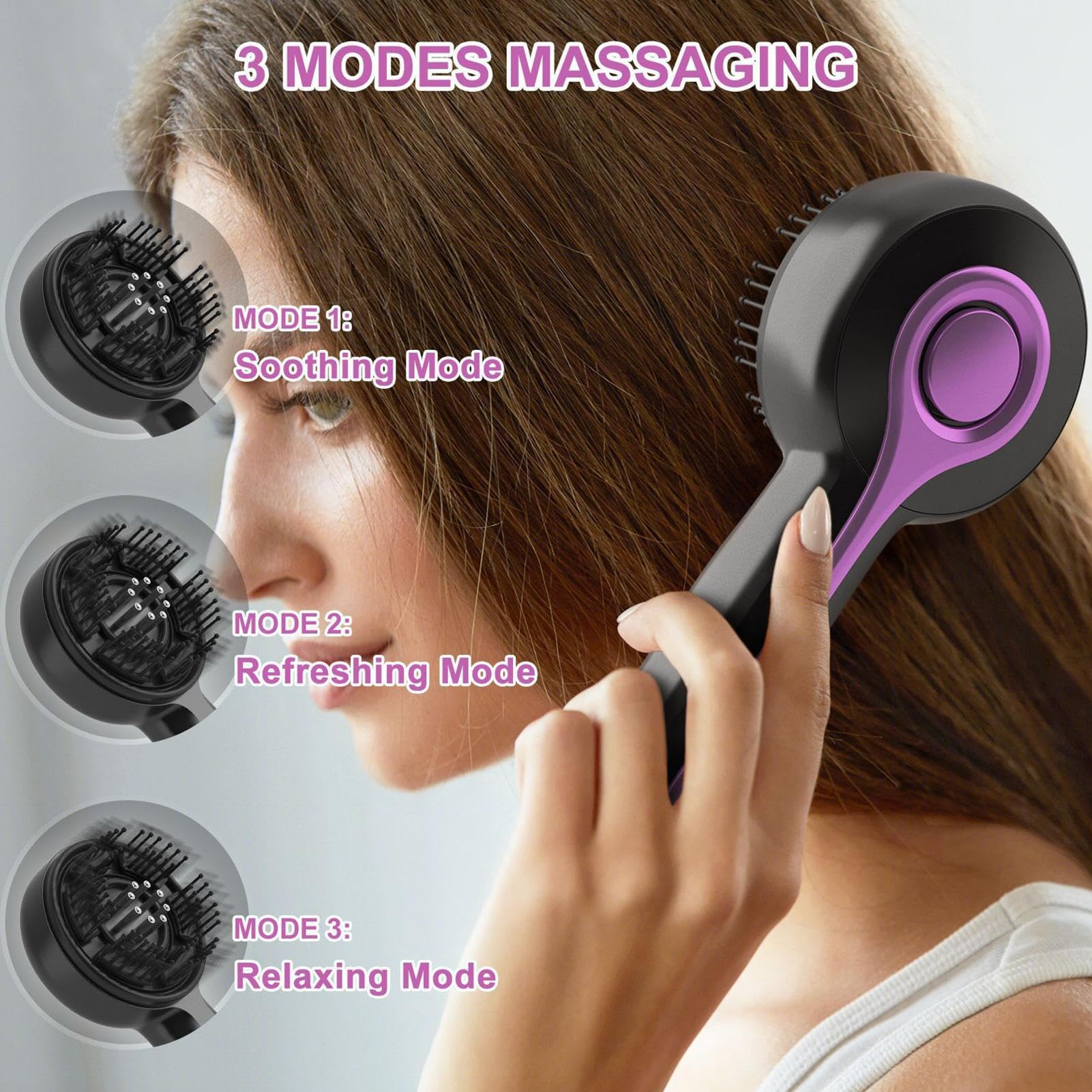 Electric Scalp Massager, Vibrating Hair Brush Head Comb, Rechargeable Kneading Relaxation Tool, Cordless Design Lightweight for Home, Shower, Spa, Bedroom, Travel, Dorm
