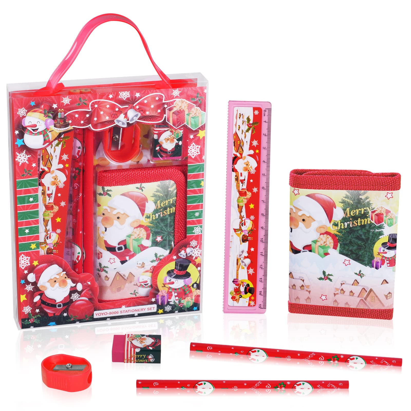 Vicloon Set Papeleria para Niños, Papelería De Navideña Set, Incluye Papelería Y Cartera Navidad, Set De Papelería En Caja, Juego De Papelería De Regalo para Niños