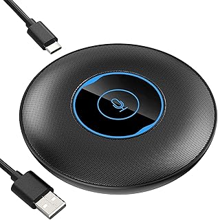 TERRIFI Conference USB Microphone, 360 degrees Omnidirectional Laptop PC Computer External Conference Mic with Mute Button, Compatible with MacOS Windows for Zoom Meeting, Online Learning, Skype VD60