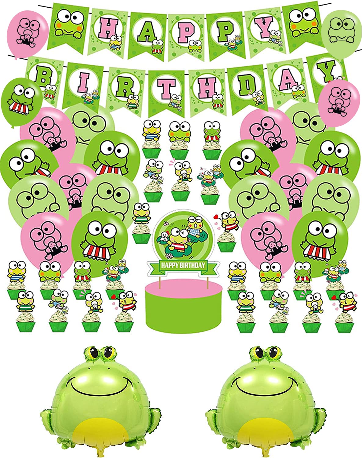 Party Supplies Frog Cake Topper Frog Birthday Decorations Frog Balloons Frog Birthday Cake Decorations Frog Birthday Banner Frog Party Decorations Frog Aluminum Foil Balloons