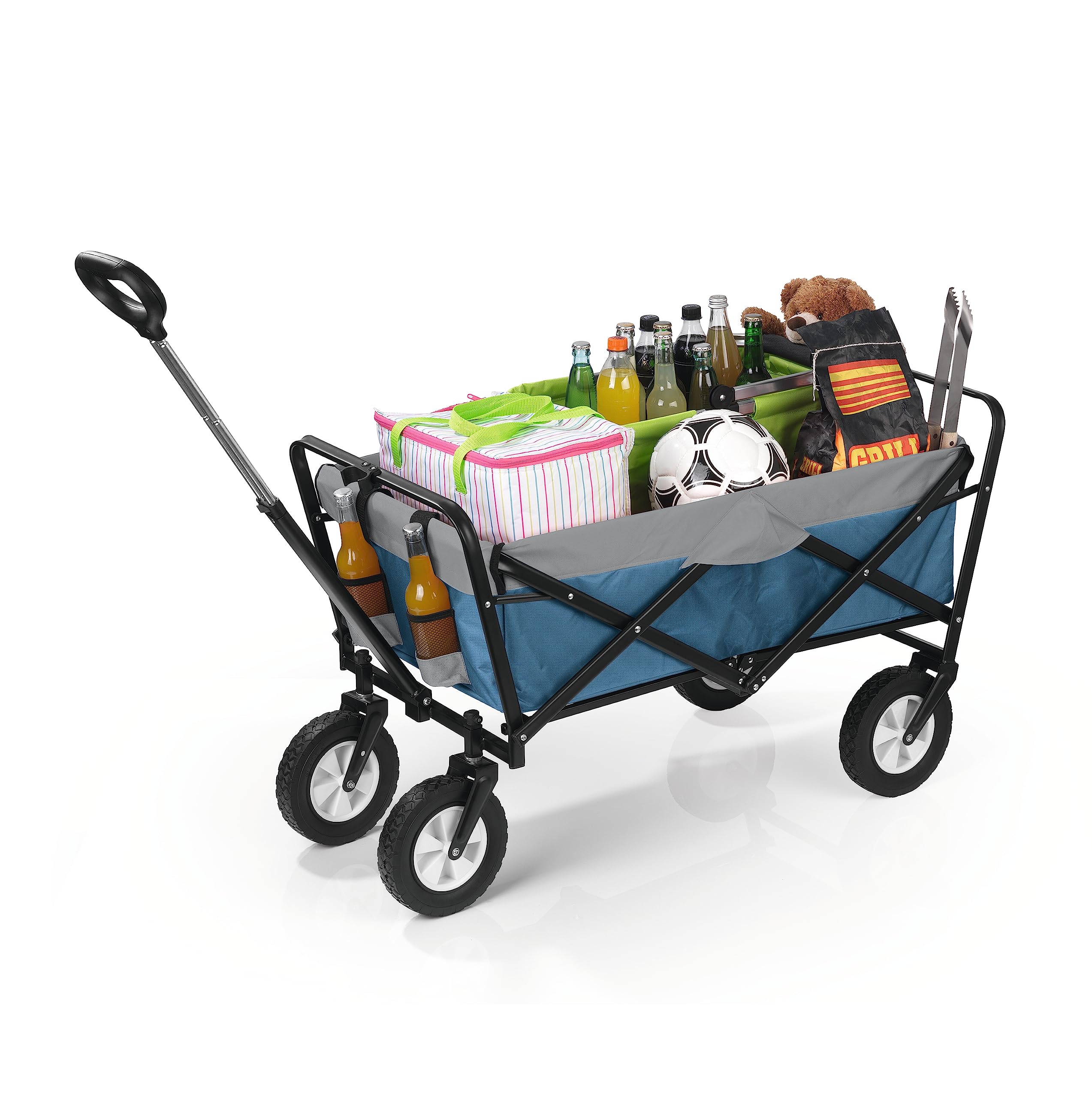 EASYmaxx Wózek ręczny, udźwig do 80 kg, składany, nowoczesny design, wytrzymałe pokrycie nylonowe, przeguby obrotowe 360° na przednich kołach, z osłoną (niebiesko-szary)