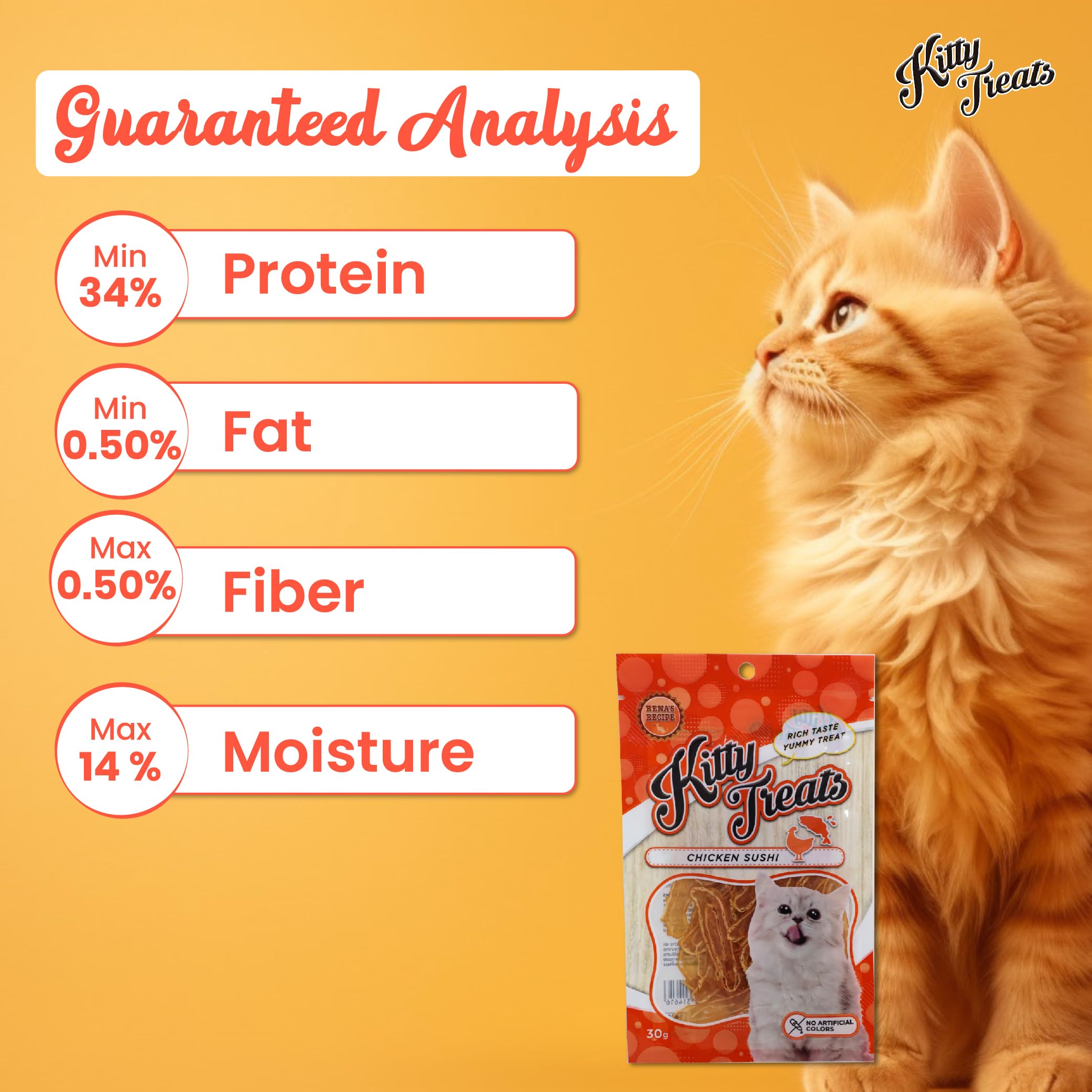Rena Kitty Treats for Cats β Chicken Sushi Flavor | High Protein, Tasty Training & Reward Snacks for All Breeds | No Artificial Colours | Pack of 2 1