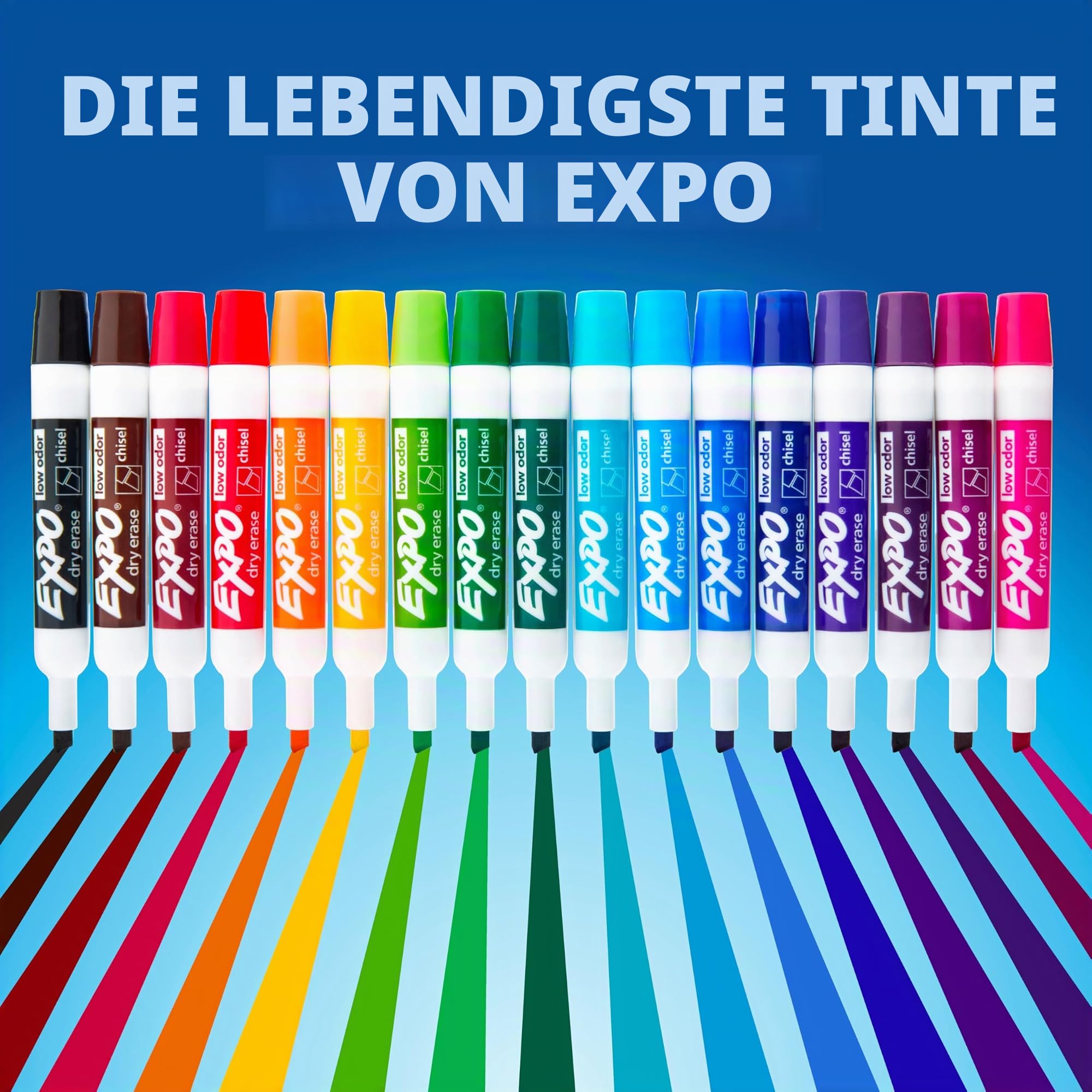 Expo 2 low-odor Dry Erase Marker, Keilspitze, 16 Stück (81045) 8-Pack Vibrant Colors