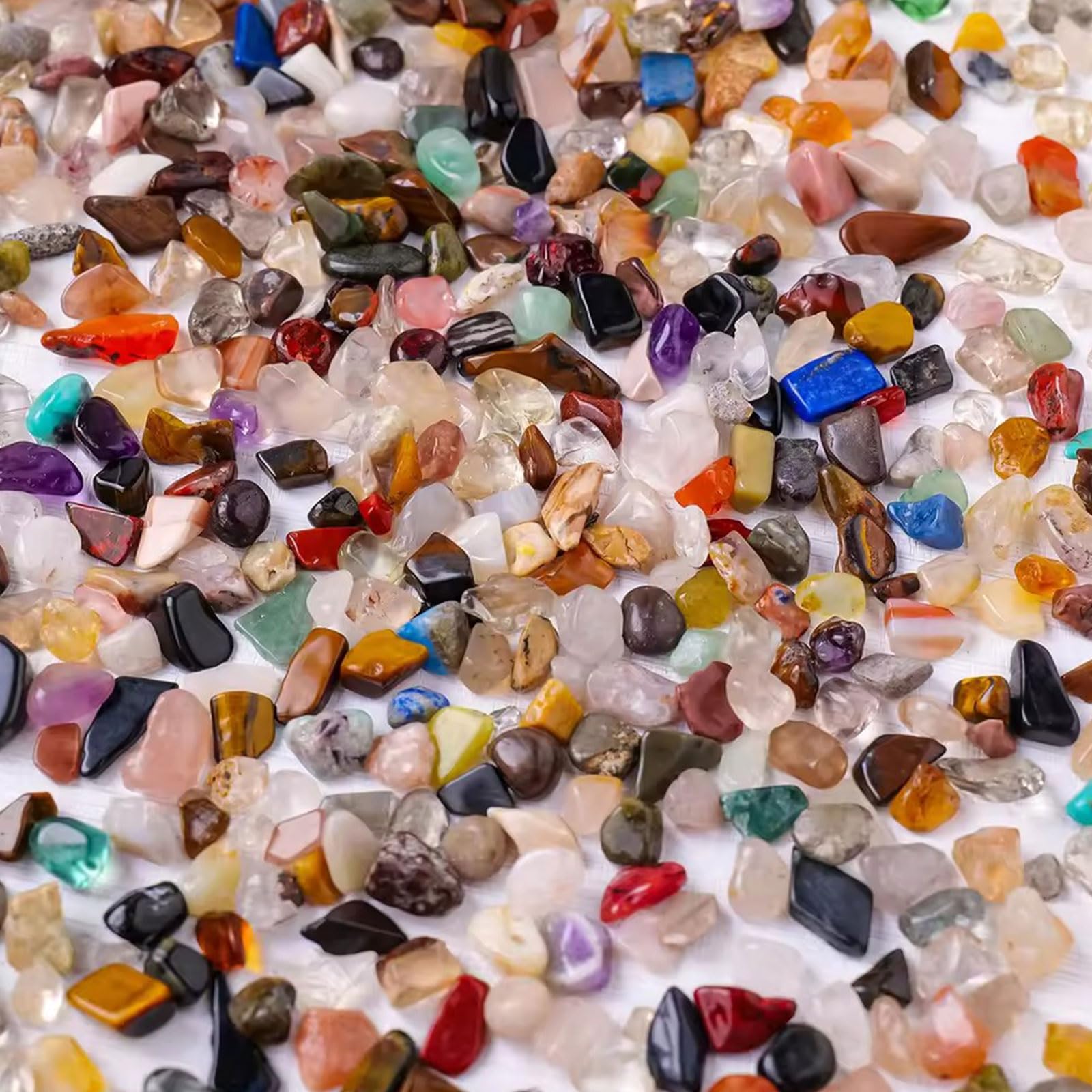 400 g de Chips caído Piezas trituradas de Piedra con tazón de Almacenamiento - Curación de Piedras de Cristal de Reiki para Joyas Que Hacen la decoración del hogar,Blanca