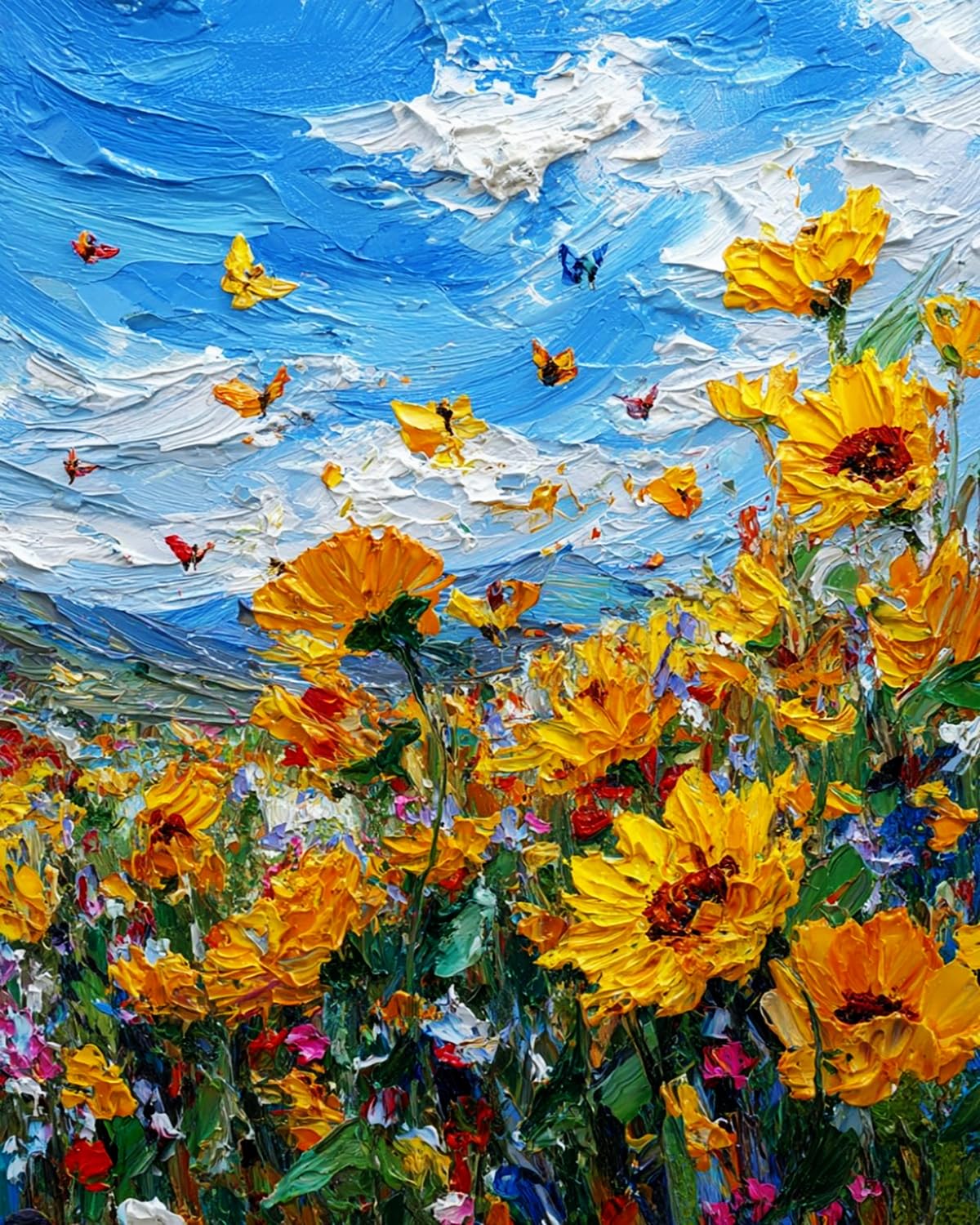 LIUBAISHI Paint by Numbers for Adults – 16x20 Canvas | Oil Painting Kit for Home Decor, Stress Relief Craft, Gift for Adults with Paints and Brushes-Sunflower Field