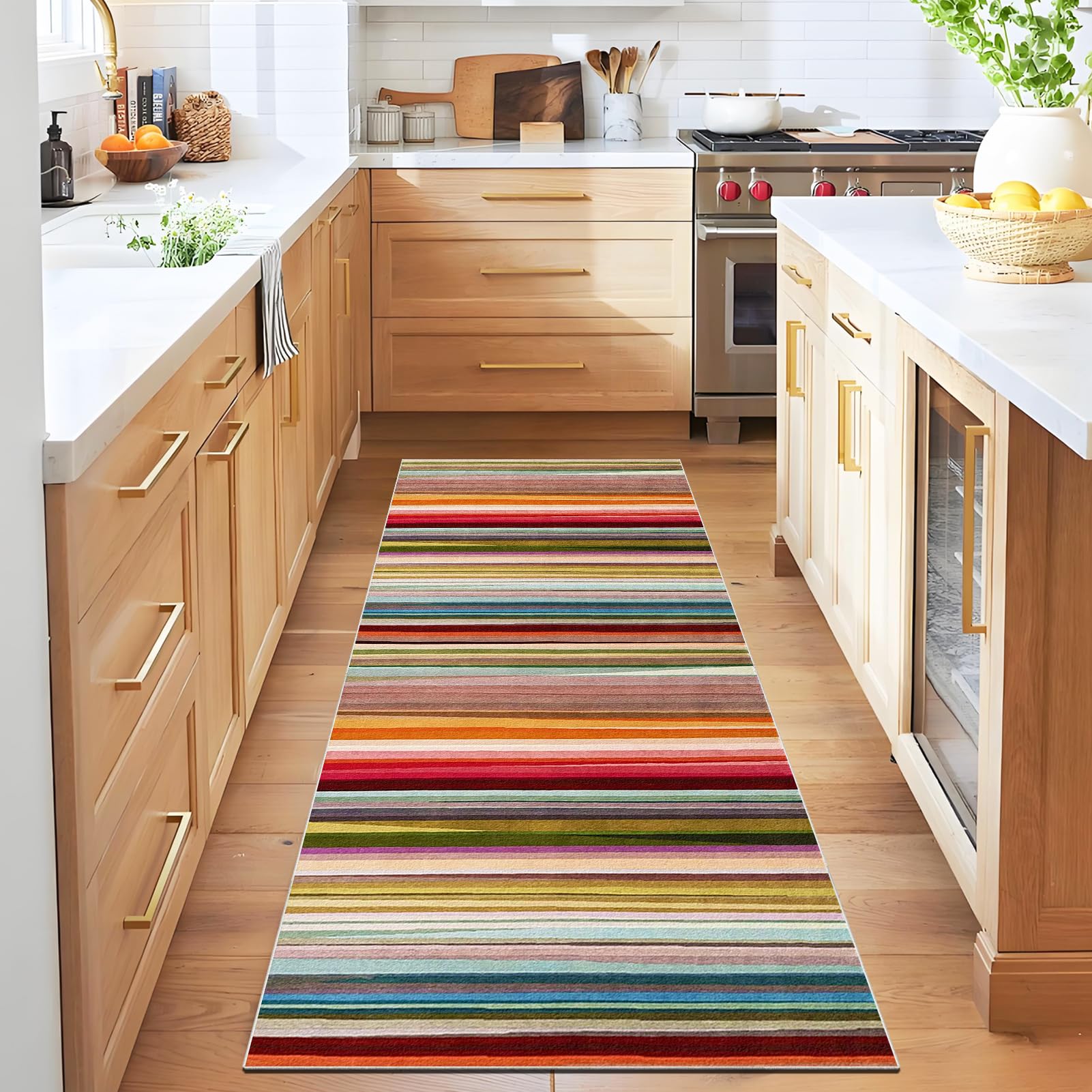 Qemgrste XX-00698 Non Slip Runner Rugs For Hallway 60 X 260 Cm Washable Kitchen Runner Rug Carpet Runner, Hall Runner Carpet Narrow Rug, Heavy Duty Runner Mat, Hallway Runner Rug Kitchen Mats, Entrance Rug Runner