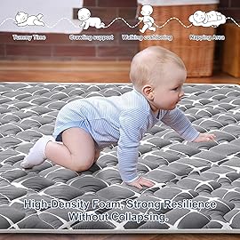 Baby Play Mat - 71 X 59,Premium Thicker Foam One-Piece Crawling Mat, Machine Washable, Extra Large Anti-Slip Activity Playmat for Babies, Toddlers & Infants