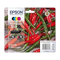 Epson 503XL Serie Peperoncini,Cartucce per stampante getto d’inchiostro, Multipack 4 colori (Nero, Ciano, Magenta, Giallo), Formato XL, Stampe affidabili casa e ufficio, Confezione Retail,C13T09R64010
