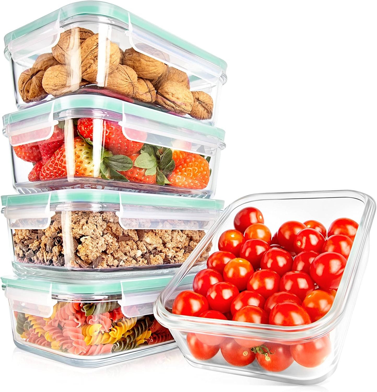 NutriChef 10Piece Glass Food Containers Stackable
