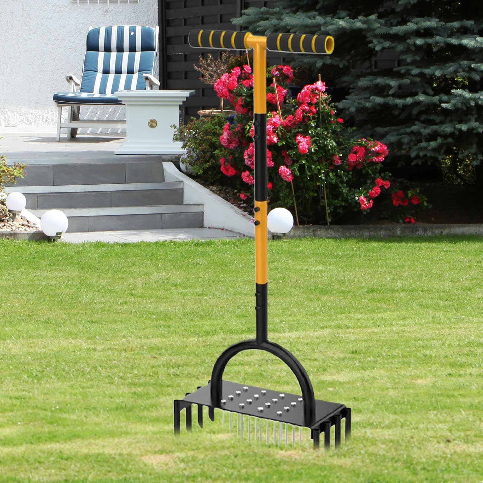 Aeratore da cortile Strumento di aria manuale per aerare il , attrezzatura per spina di allentamento a terra a mano per giardino, cortile, fattoria, cortile, serra, campo vegetale