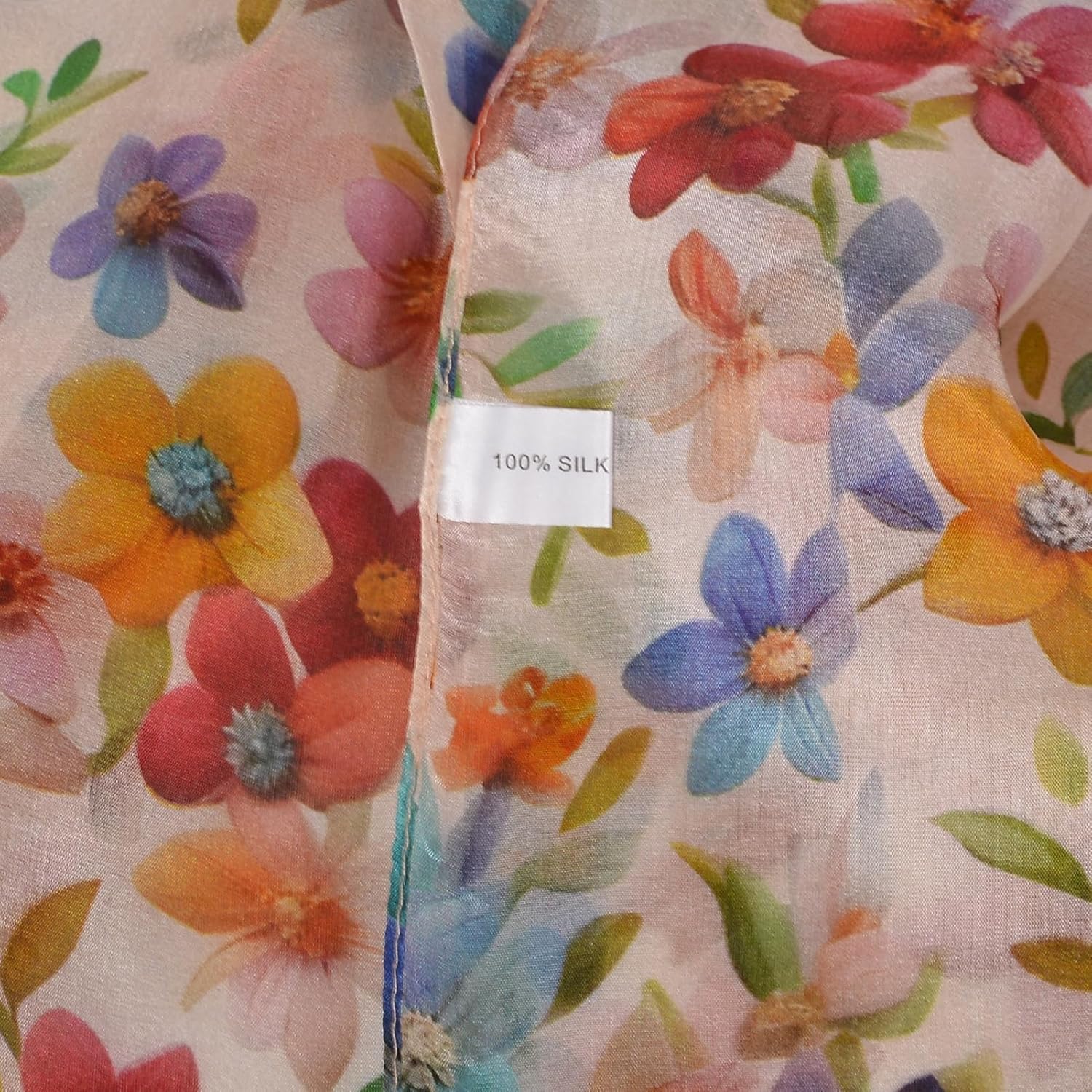 Women's 100% Mulberry Silk Scarf Lightweight Long Floral Print Neck Scarf, Beach Wrap & Travel Photography Shawl Gift - Image 4