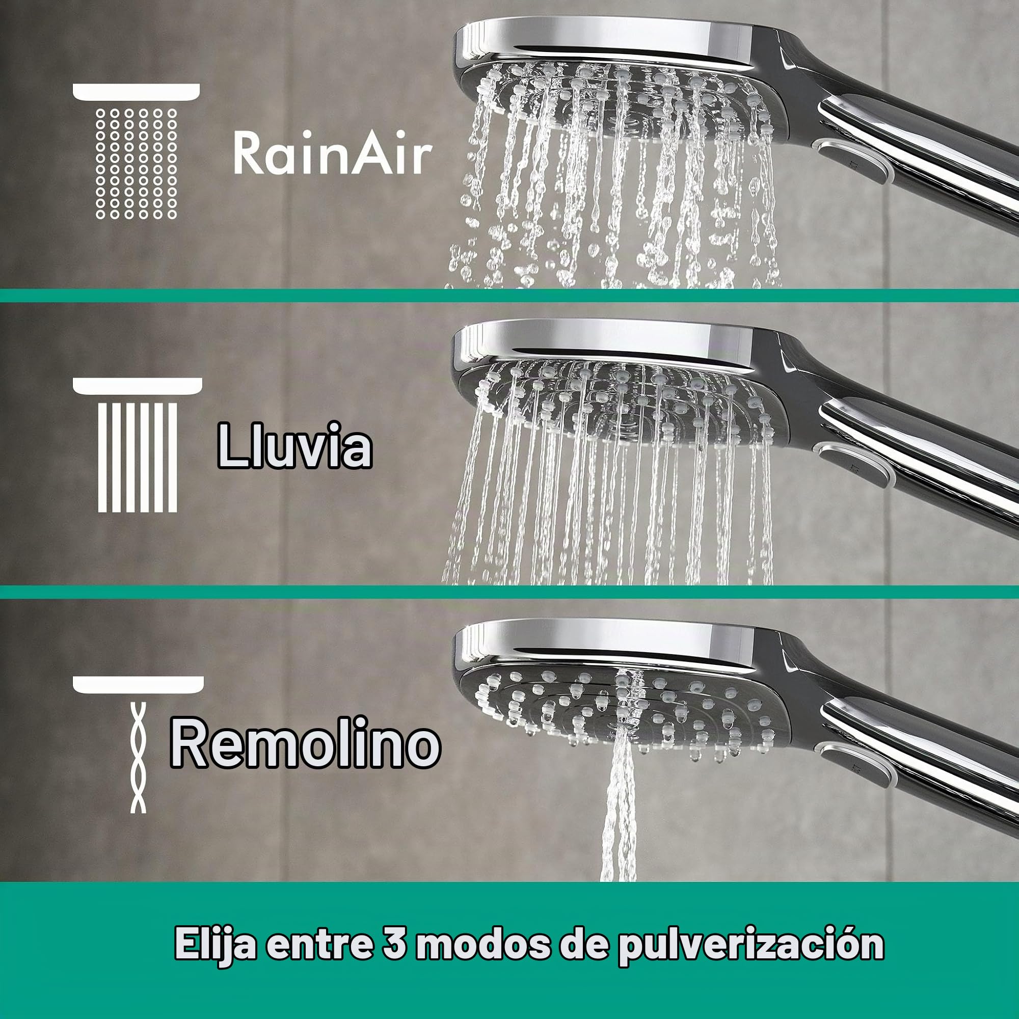 hansgrohe Raindance E - sistema de ducha con termostato, ducha lluvia (360 x 190 mm) con grifo, ducha de mano (2 tipos de chorro), flexo, barra, ducha fija rectangular, cromo, 27112000