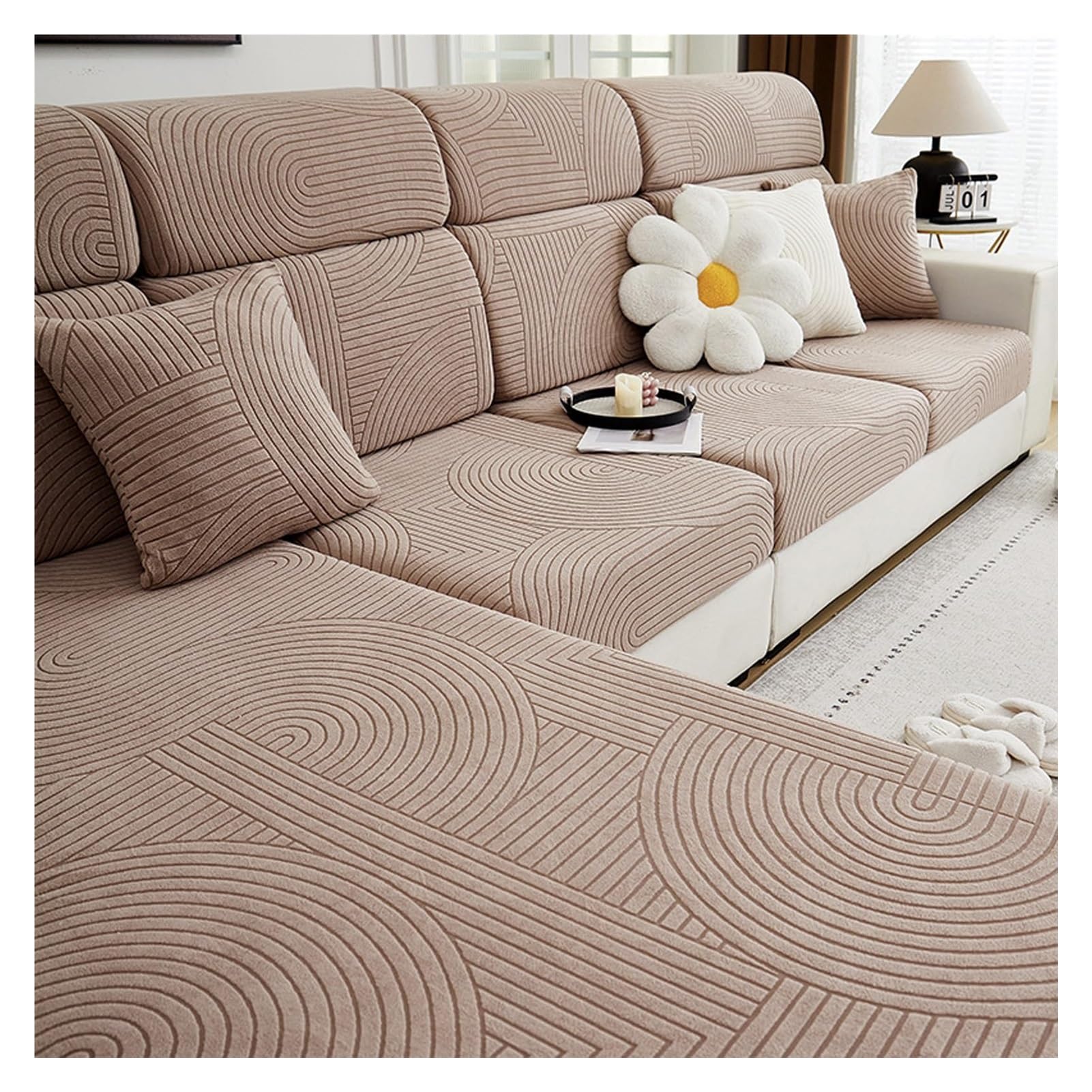 Housse de coussin de canapé universelle extensible velours antidérapante Style 2