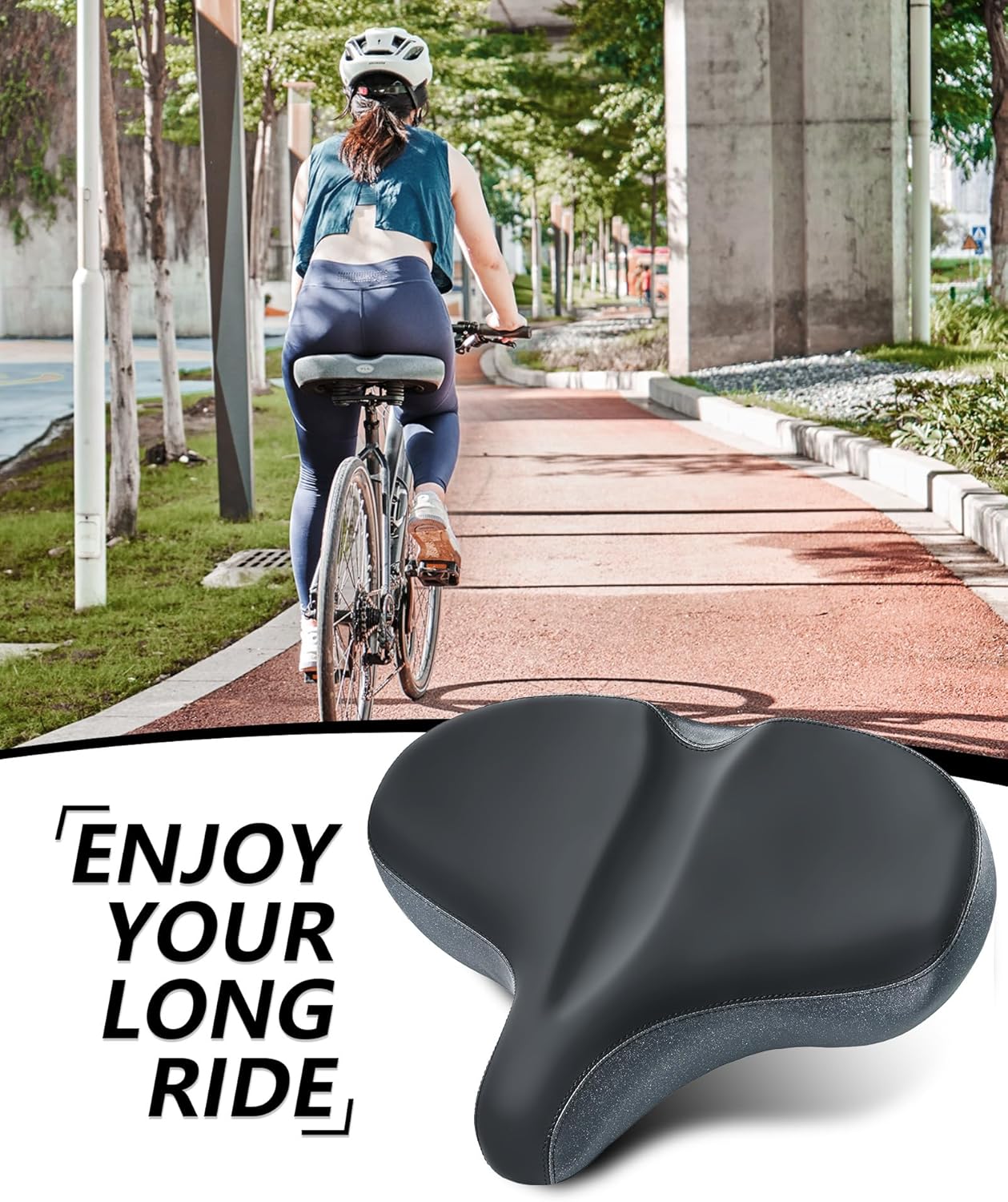 YLG Oversized Comfort Bike Seat Comfortable Replacement Bike Saddle Memory Foam Soft Bike Saddle Waterproof Universal Fit Bicycle Seat for Women Men