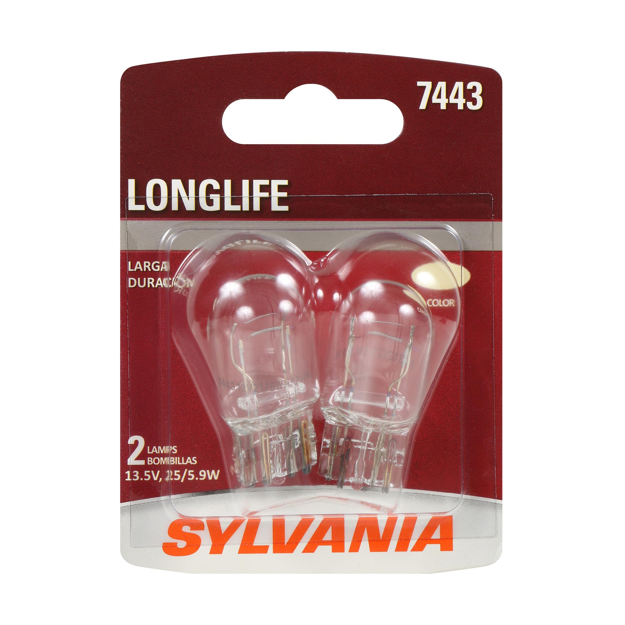 SYLVANIA 7443 Long Life Miniature Bulb, Daytime Running Light, 2 Bulbs