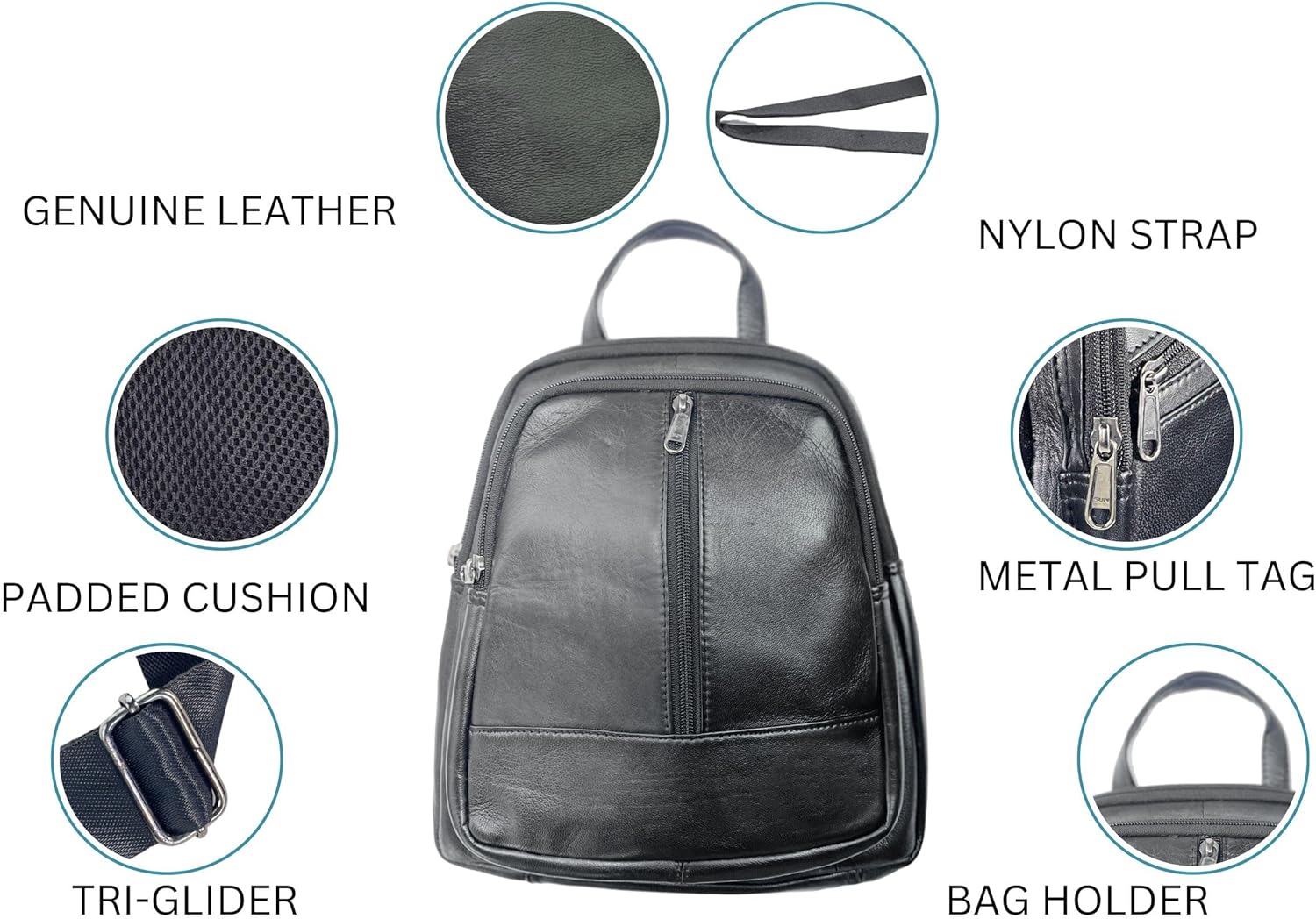 Bullz Crossbody Backpack Travel Hiking Chest Bag Daypack Leather Sling Bag for Men and Women (Black) - Image 4