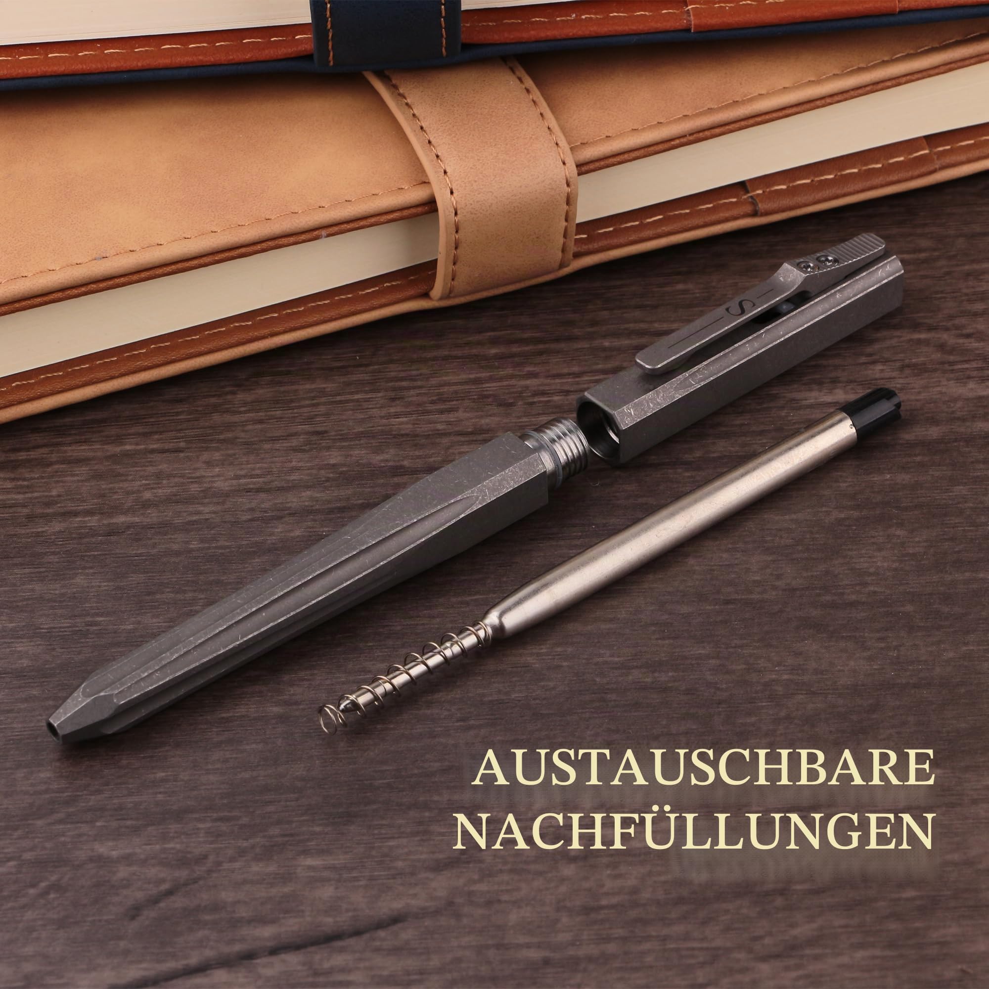 SMOOTHERPRO Titanium Kugelschreiber Metallstift Kompatibel mit Parker Mine | Bolt Action Pen, Druckmechanik, Einziehbar, für Büro, Schule, Business, Schreibarbeiten, Linkshänder-Multicolour