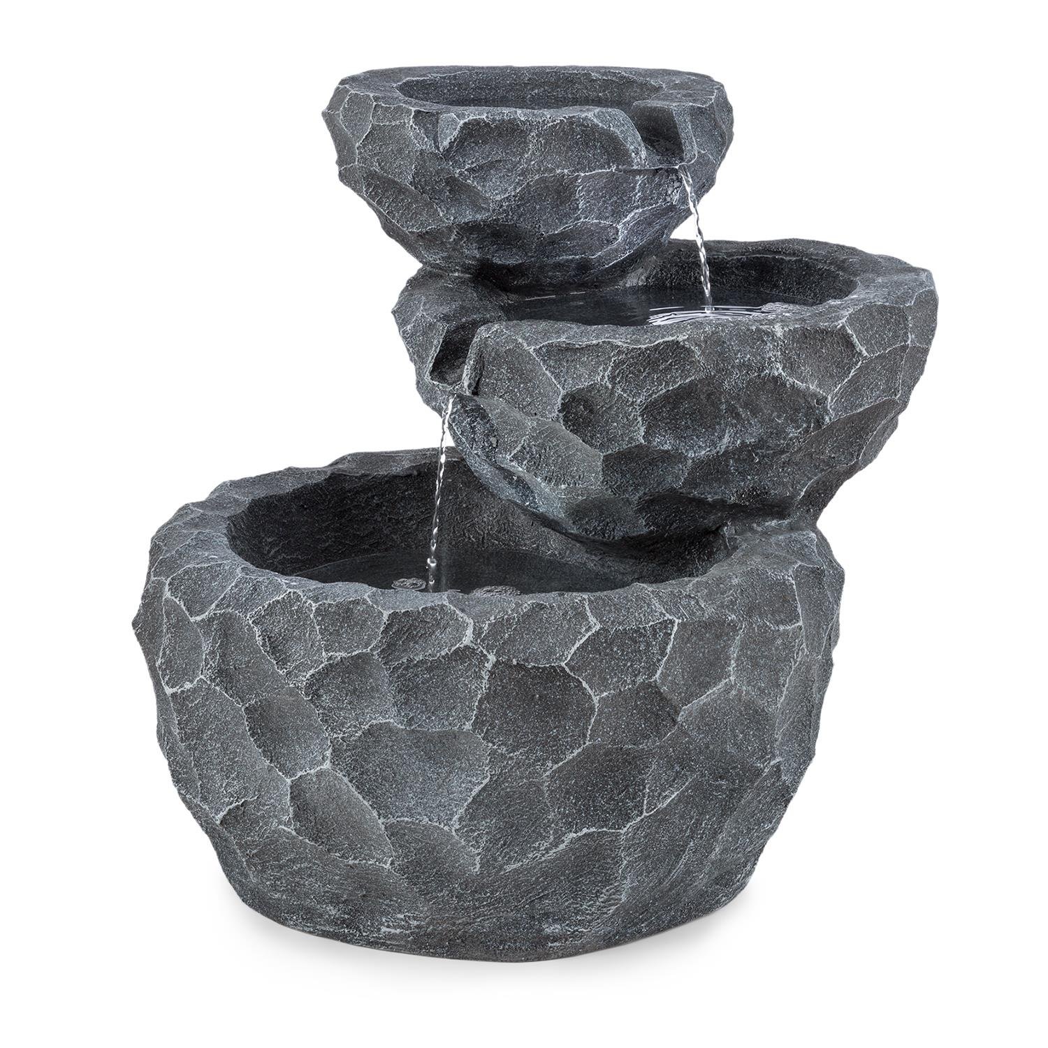 blumfeldt Murach - Fontaine Solaire en Cascade, Fontaine de Jardin, éclairage LED, Panneau Solaire 2kW, Patterie 2000mAh, en polyrésine résistante au Gel