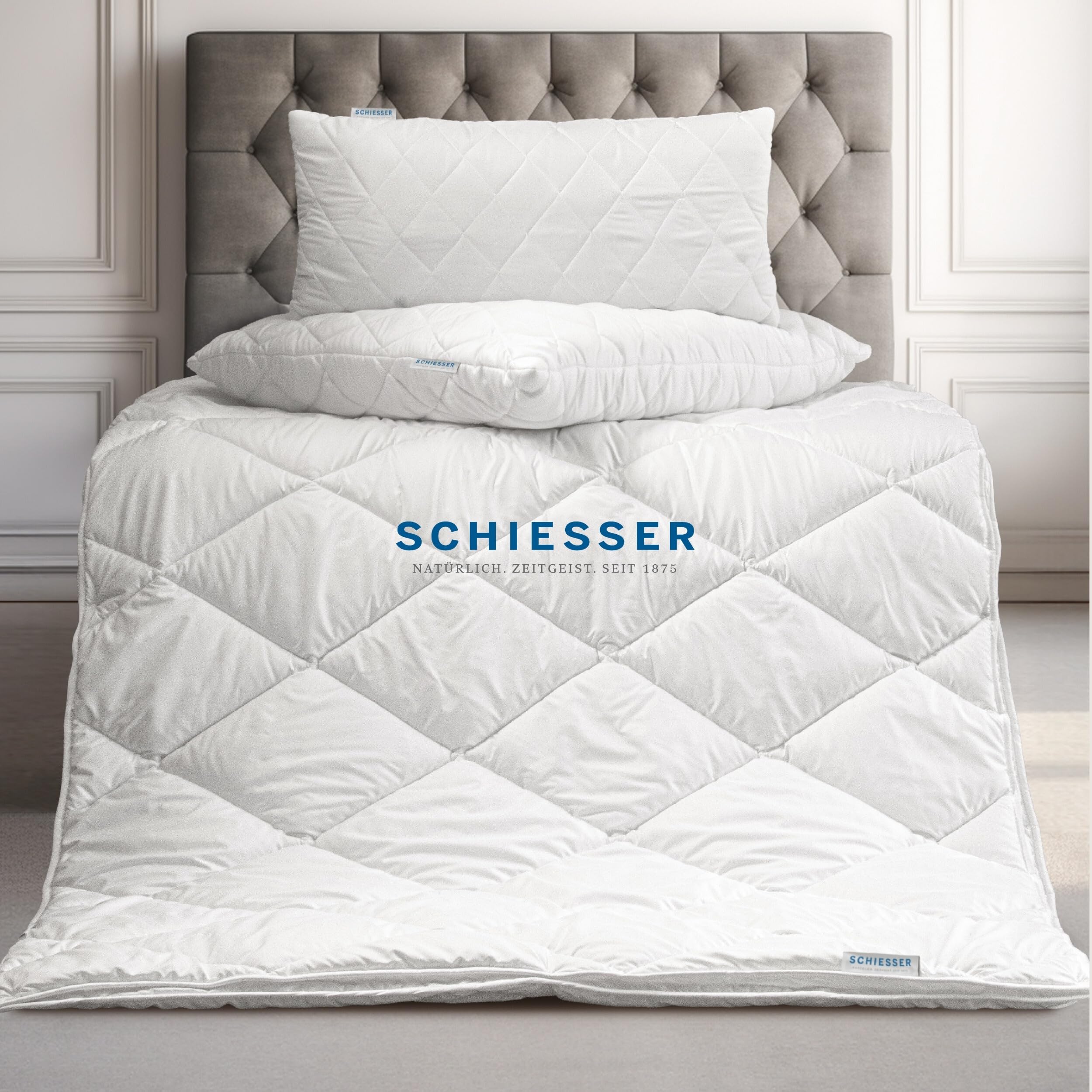 Schiesser 4-Jahreszeiten Bettdecke Lykke | 2-teilige Steppdecke mit Druckknöpfen | Sommerdecke & Übergangsdecke kombinierbar | Oeko-TEX® Standard 100 135x200 cm