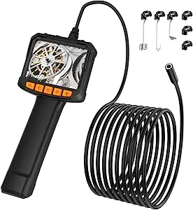 Endoscope Camera with Light, Pancellent 1920P Inspection Snake, HD Color Display, Waterproof Industrial Borescope with 8 Adjustable LED,16.5ft Semi-Rigid Cable Sewer Camera (Getting Start Level)