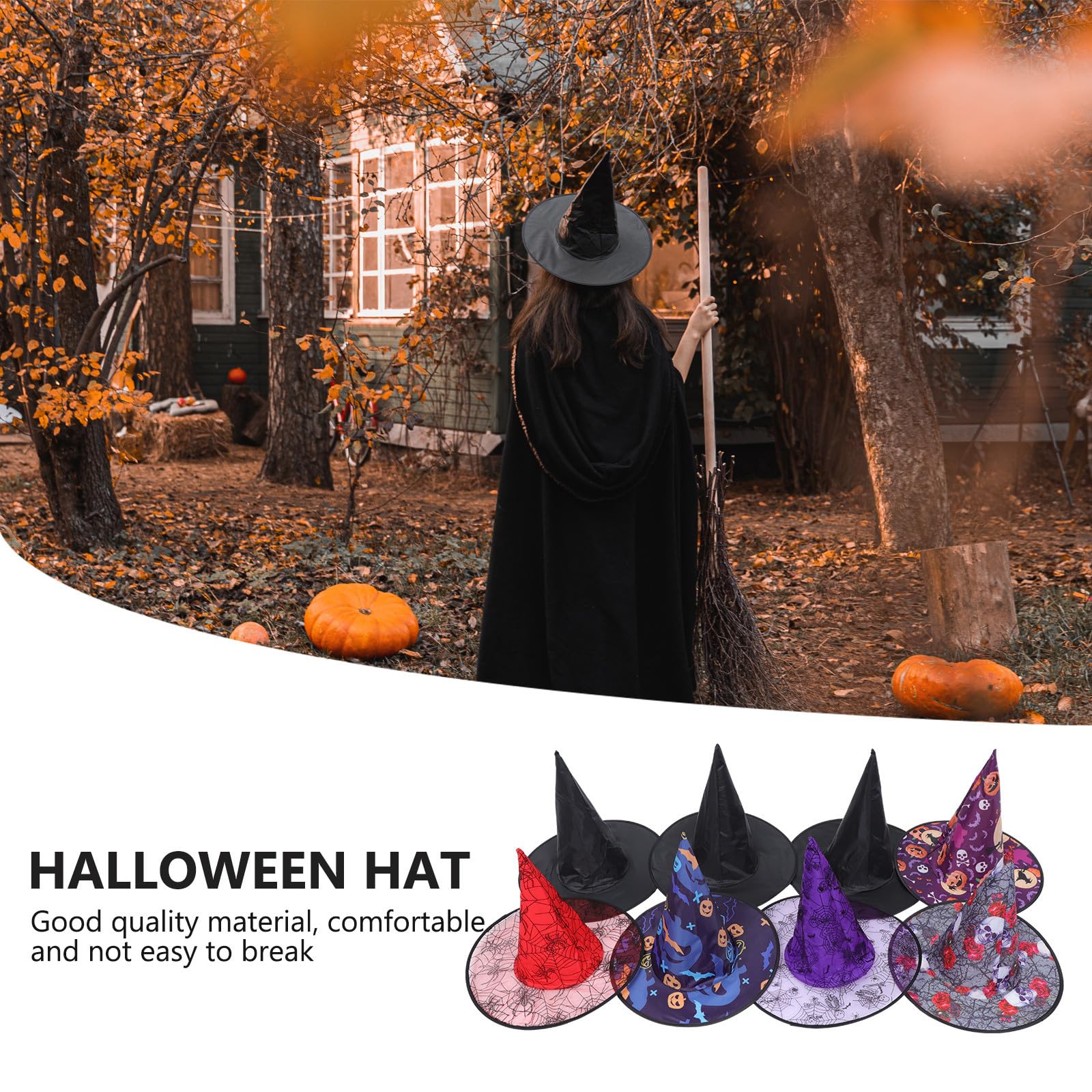 Abaodam 24 Stück Halloween Hexenhut aus Stoff und Stahl Draht Robuster und Bequemer Hexenhut für Cosplay Aktivitäten und Festliche Dekoration zu Halloween