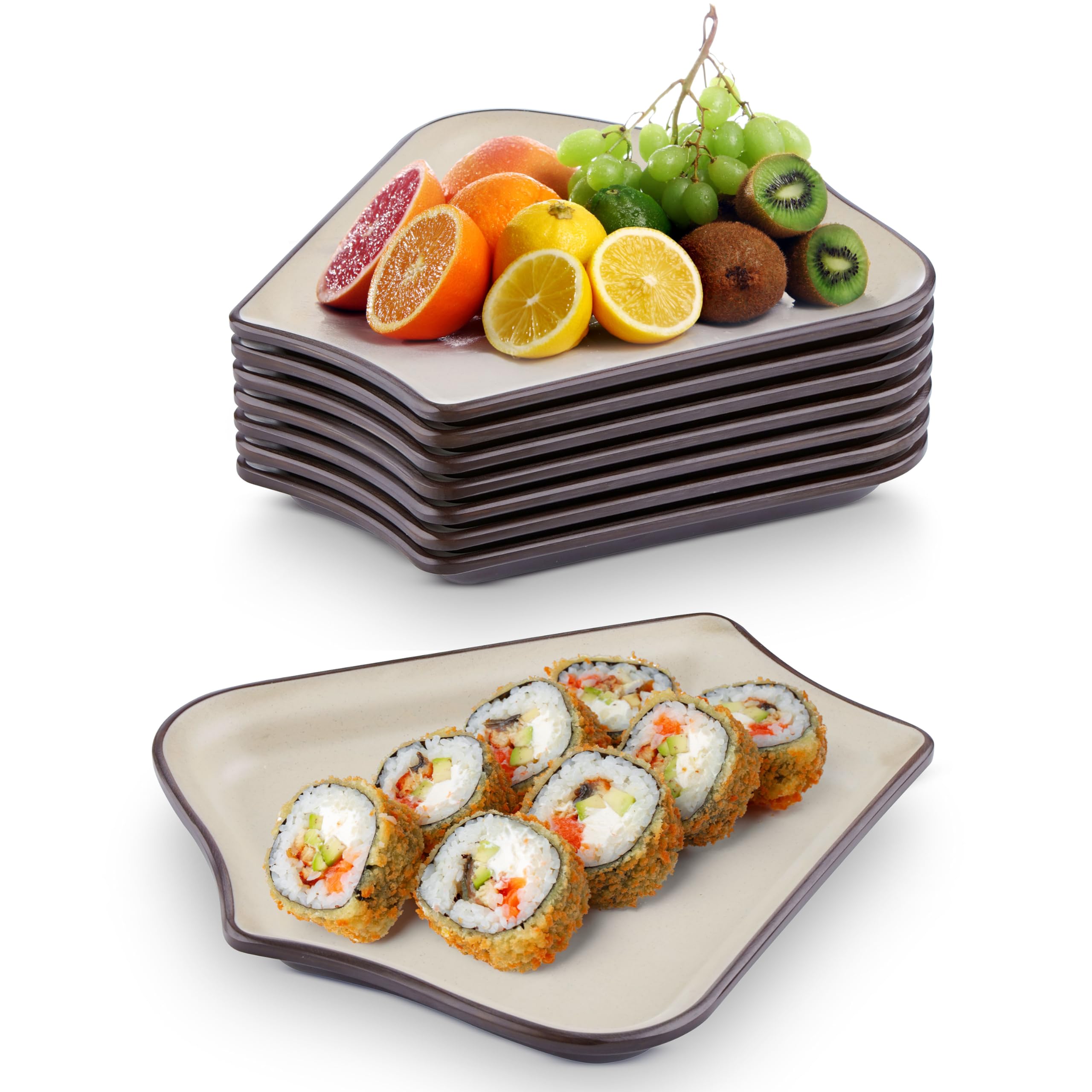 Vassoio componibile a 9 scomparti per feste, piatto da portata come tagliere per formaggi, buffet, panini, snack, sushi, frutta, multifunzionale, riutilizzabile e lavabile in lavastoviglie (marrone)