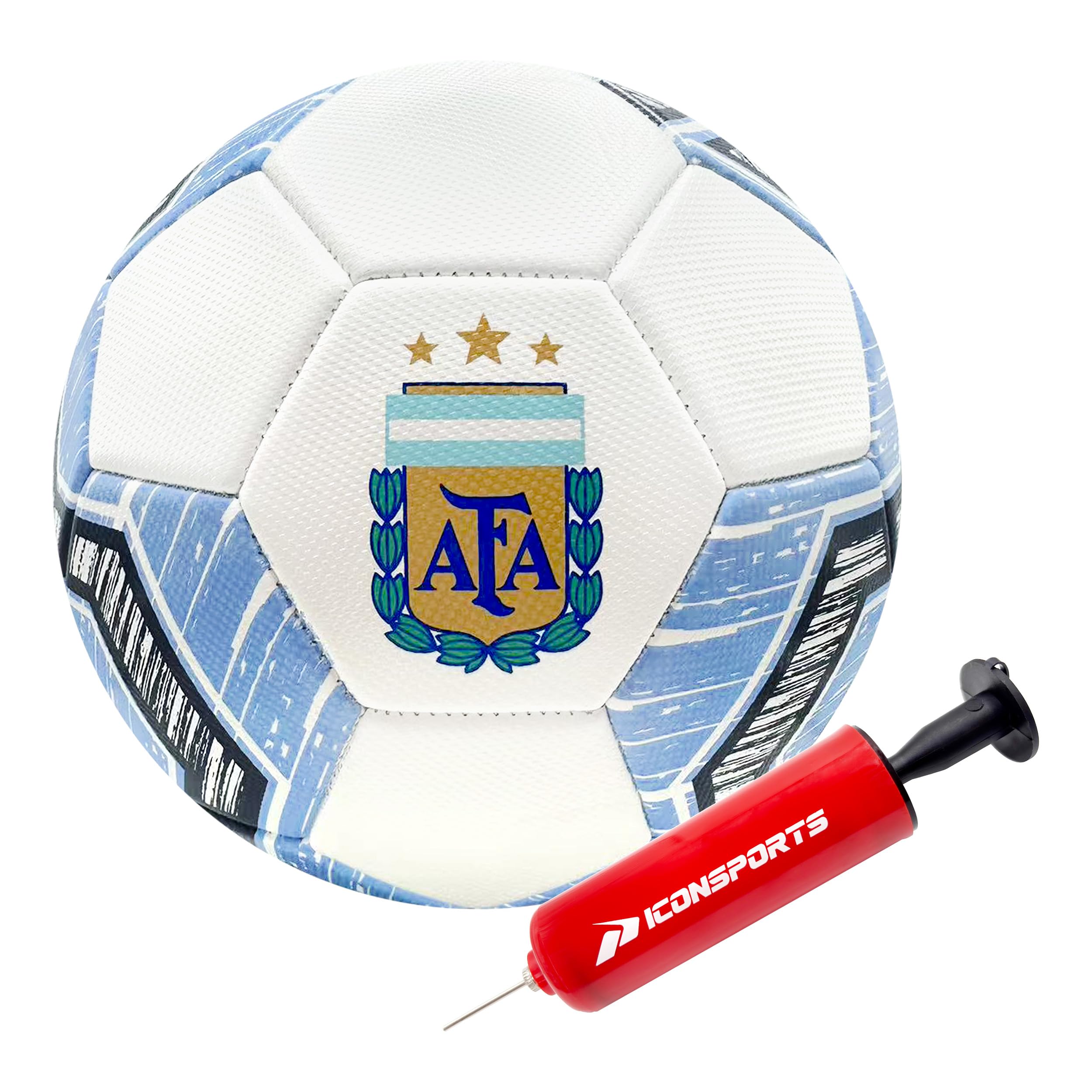 Icon Sports Argentina Football Federation Official Licensed Football - AFA167BLT White Size 5