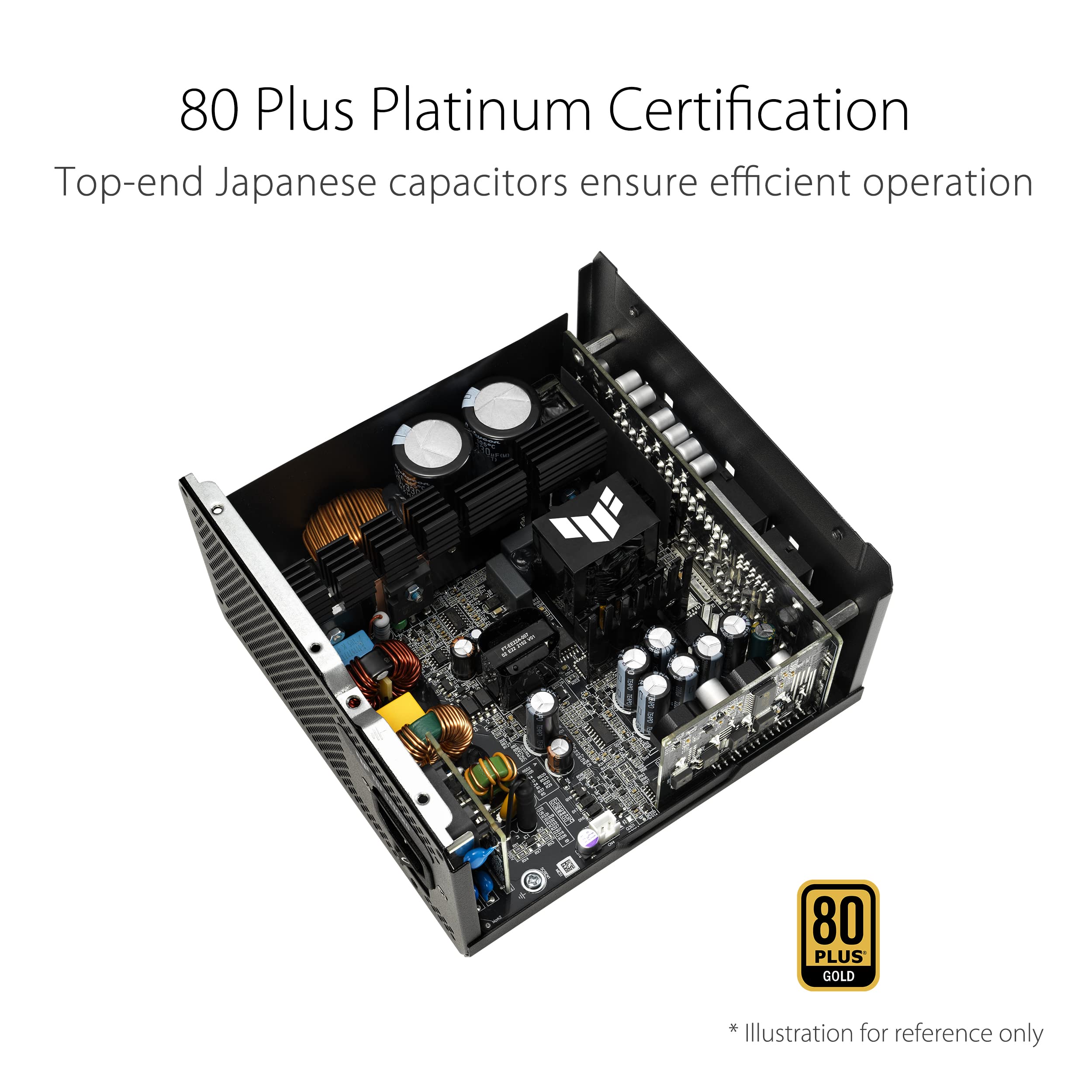 ASUS TUF Gaming 1200W Gold, Alimentatore completamente modulare, 80+ Gold, componenti di livello militare, cuscinetti a doppia sfera, ventola Axial-tech, rivestimento PCB, Nero