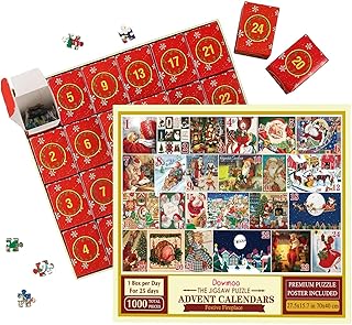 Christmas Countdown Puzzles, 2023 Christmas Jigsaw Puzzles Advent Calendar 1000 Pieces 24 Days Christmas Countdown Calendar 2023 Puzzles Advent Calendar Gift For Adults Kids