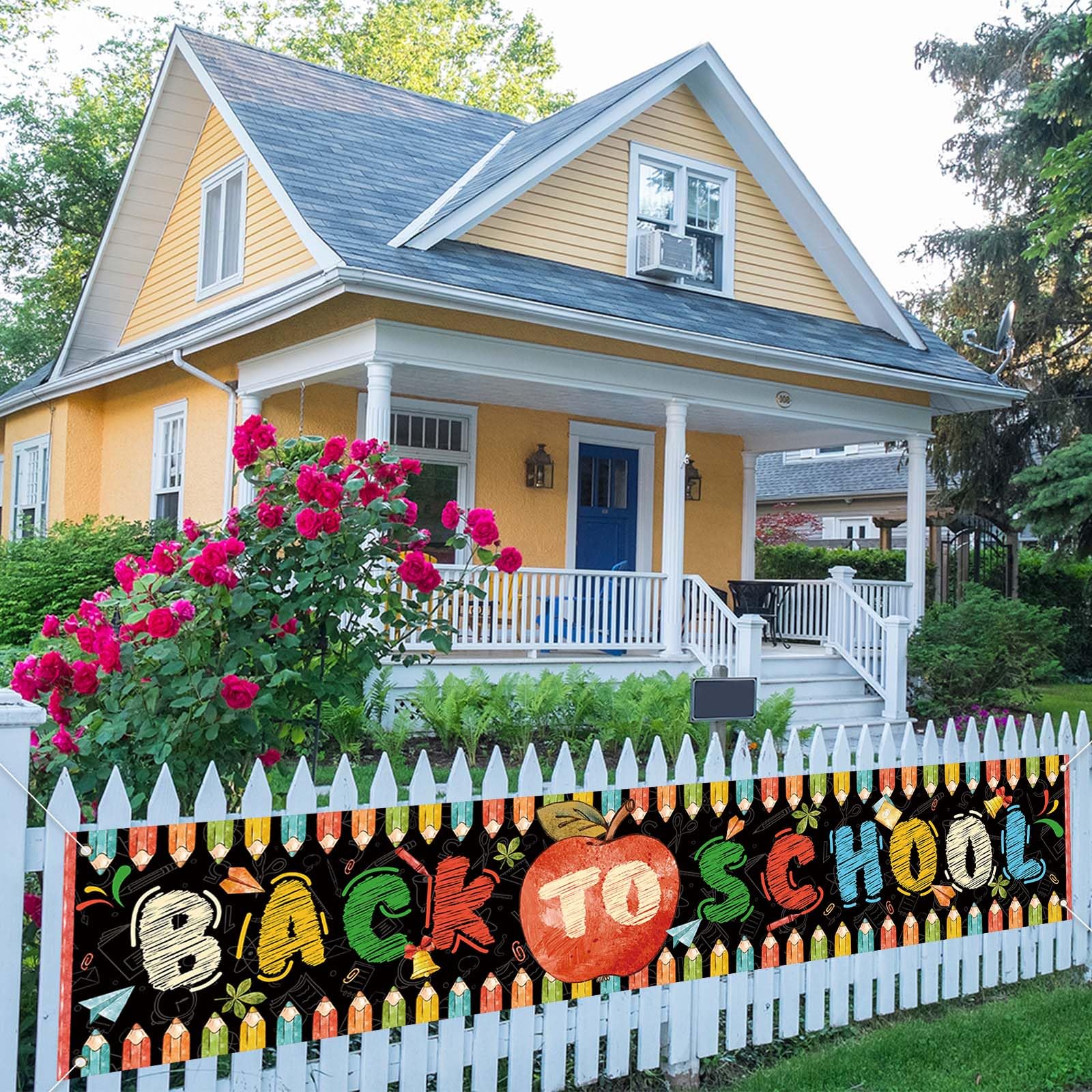 Large Back To School Banner For Fence - 1st Day Of School Decor (1.6x8.2 Ft, Polyester, Waterproof)