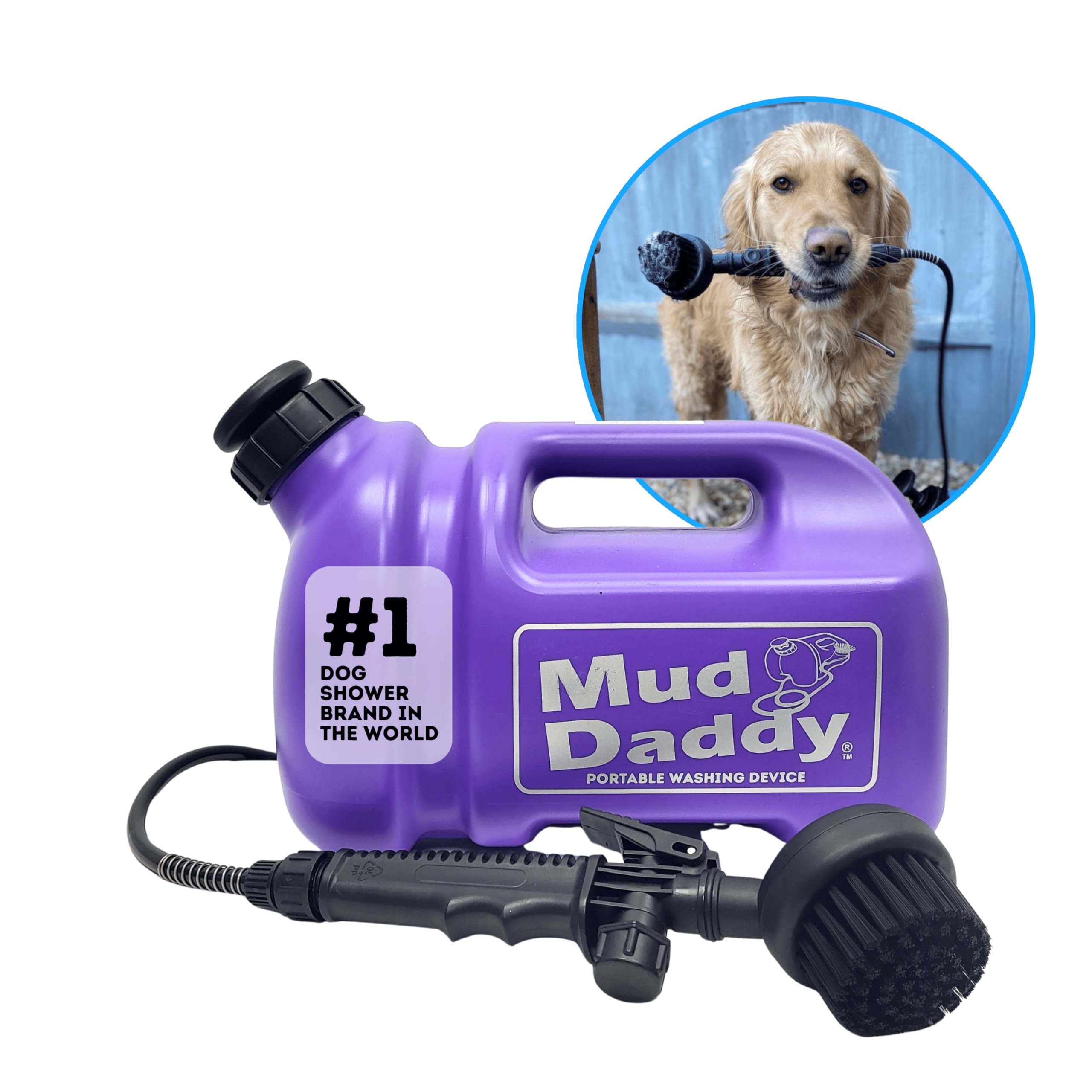 Mud Daddy – Portable Pet Washer, Multipurpose Washing Device, Muddy Walks, Pet Cleaning,Grooming Perfect for Dogs, Horses, Bikes, Shoes, Camping and More – 5 Litre – Purple