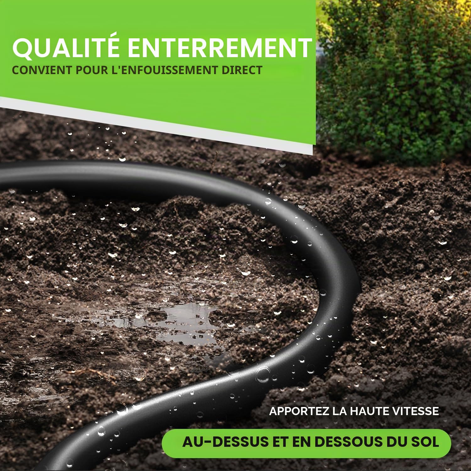 GEARit Câble Ethernet Cat6 extérieur (75 mètres) boîtier en cuivre CCA, étanche, enterrement direct dans le sol, veste UV, POE, réseau, Internet, Cat 6, câble Cat6 - 75 m