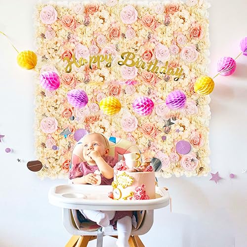 Miniatura 3 de Capslpad Artificial Flower Wall Panels 24x16 Silk Rose Flowers Wall Decor 3D Decorative Flower Panel for Backdrop Wedding Baby Shower Birthday Party