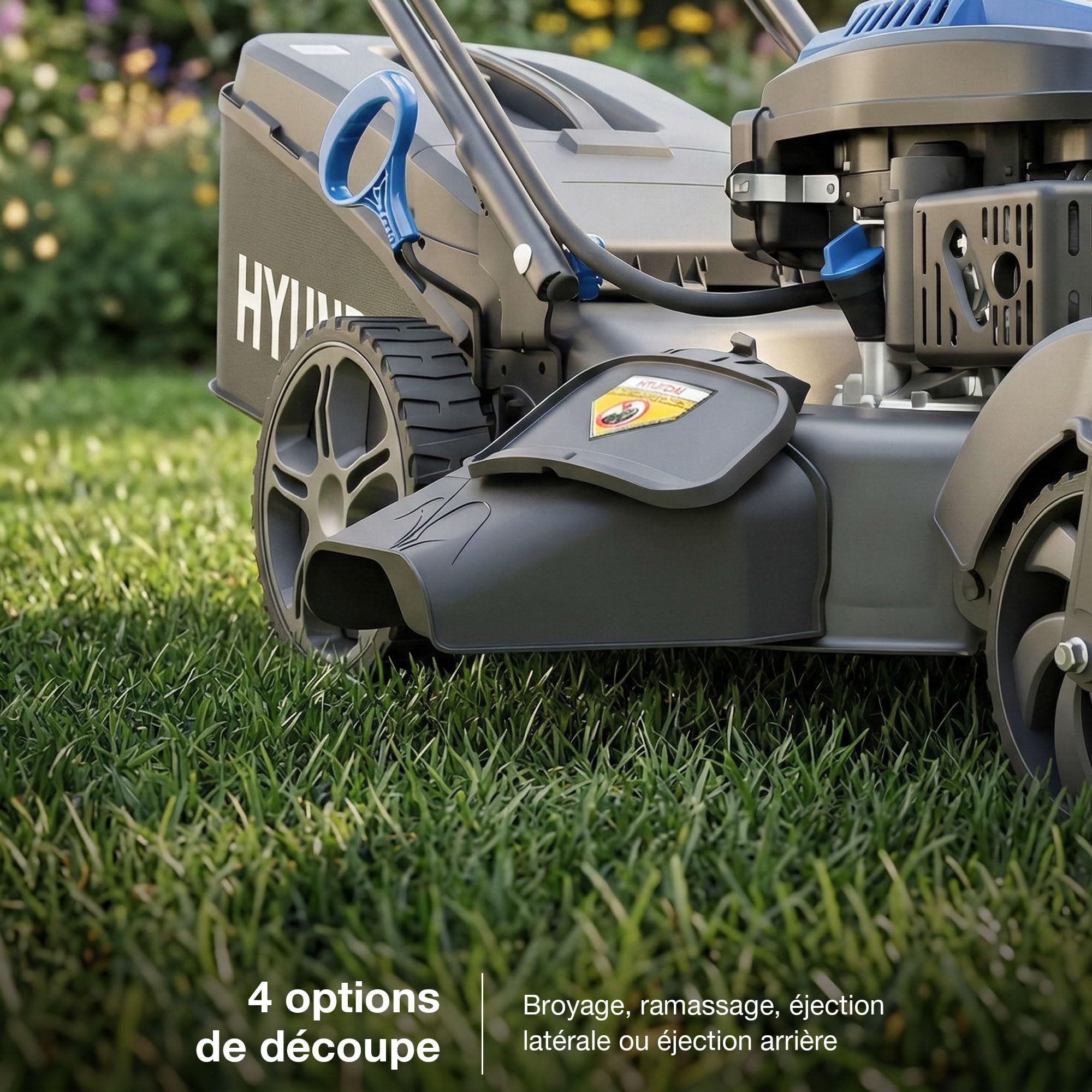 Hyundai Tondeuse à Gazon Thermique Autotractée Noire 51 cm, Démarrage Électrique, Moteur 196 cm3 5,5 CV, Bac 60 L, 4-en-1, Garantie 3 Ans - HYM20200SPEZX
