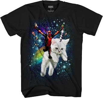 Marvel デッドプール 宇宙旅行 ユニコーン キティ 大人用Tシャツ