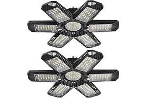 6500K Dual-Head LED Garage Light with Deformable Panels