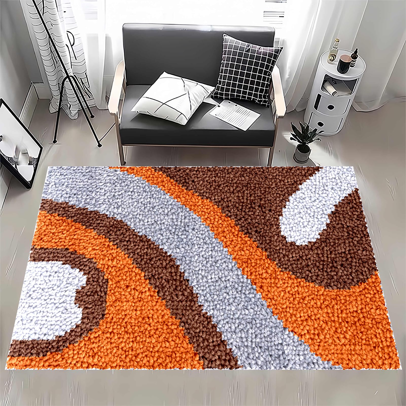 MXOUAJ Large Latch Hook Kits for Adults, Tapestry Kits Rug for Beginners, Latch Hook Rug Kits Embroidery Carpet, Rug Making Kit for Adults Beginners, Pre-Printed Pattern Rug Making Kit 80 x 115 cm