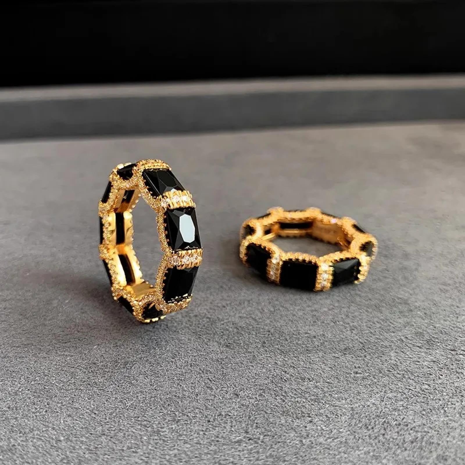 Ring Ringe Damen Bijouterie Herren Vintage-Mode Einzigartiger Schwarzer Achatring Für Frauen Nische Hip-Hop-Trend Exquisiter Partyschmuck