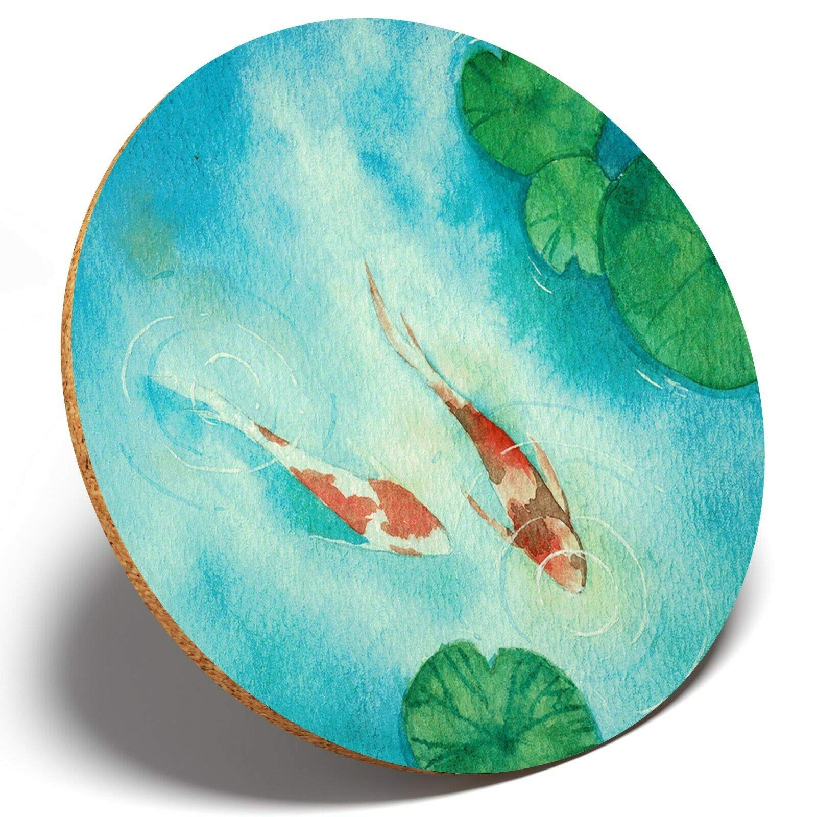 1 x Japanese Koi Carp Fish - Round Coaster Kitchen Student Kids #16426