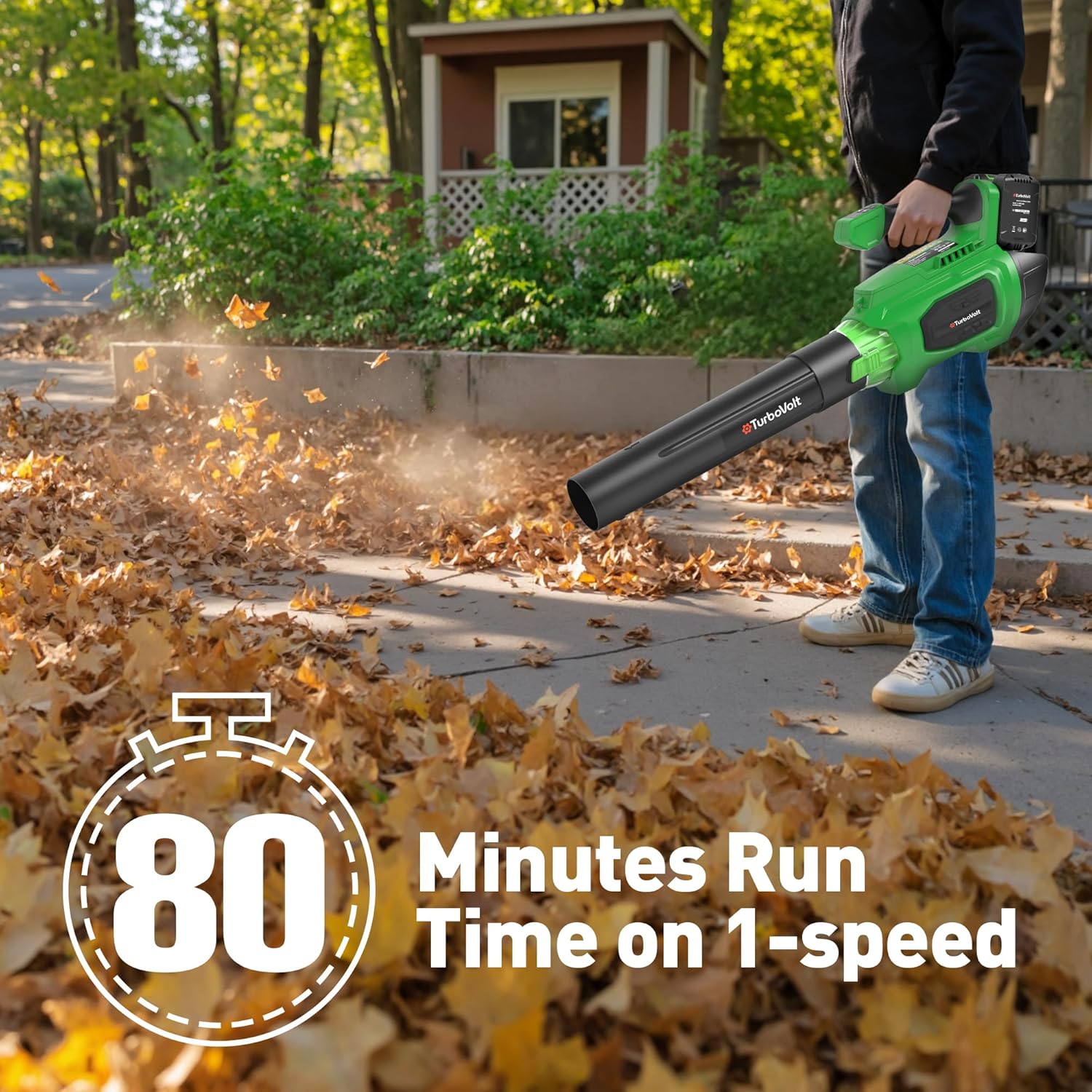 40V Leaf Blower Cordless, 620CFM Brushless Electric Leaf Blower Cordless with 2×5.0Ah Batteries and Charger, Battery Powered Leaf Blowers 4-Variable Speed & Turbo Mode Blowers for Lawn Care, Yard - Image 4