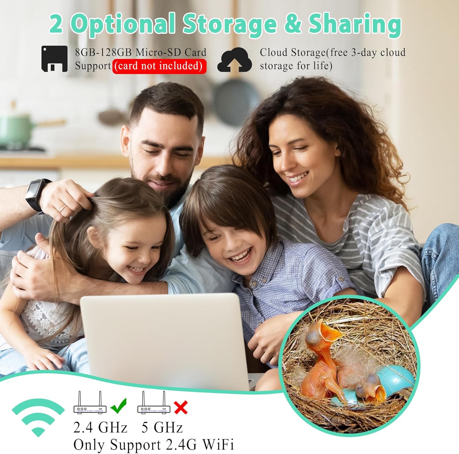 Smart Bird House with Camera for Outside Solar Powered, 2K HD&Night Vision View Birdhouse Nest Cam with AI Identify,Auto Capture Birds Motion Detection&Notify in Time,Ideal for Bluebird and Cardinal