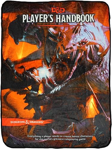 Bioworld Dungeons and Dragons D&D Player's Handbook - Manta de felpa con diseño de quinta edición