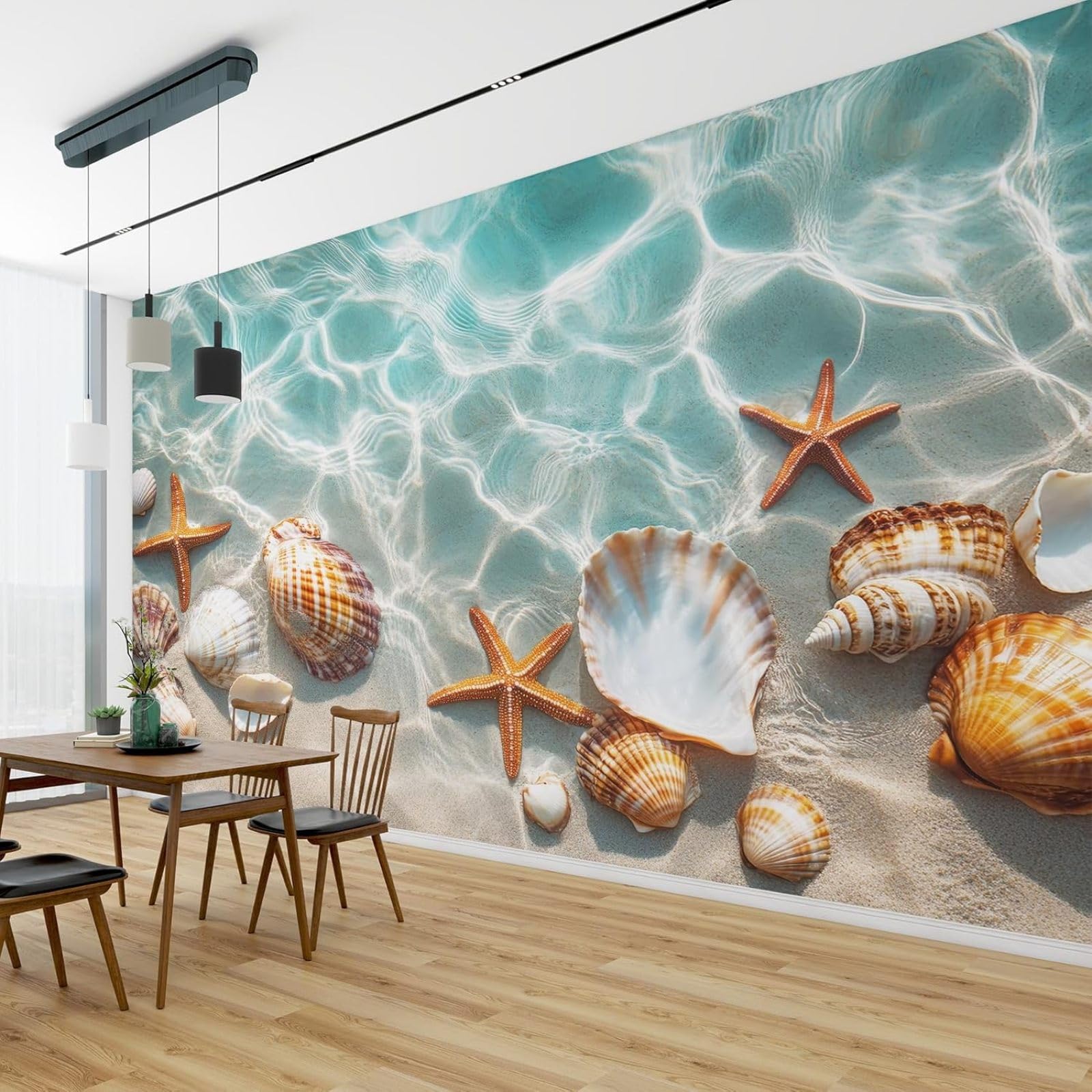 Papier peint photo 3D plage motif coquillages grand format 300x210