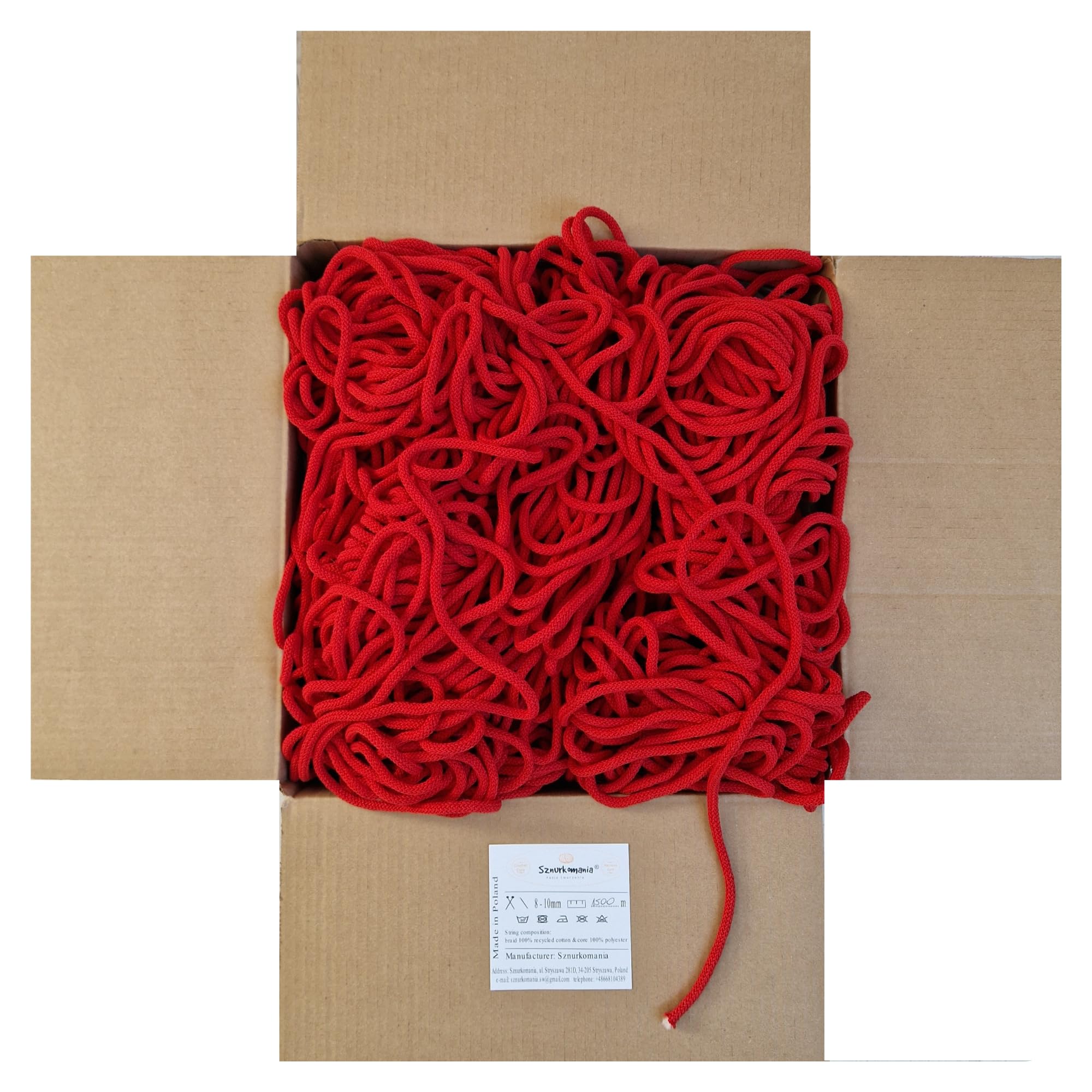 Cordón de algodón en una pieza de 5 mm, 1500 m, 46 colores, cordón de macramé, hilo de algodón, cordón de algodón trenzado de 5 mm con núcleo, cordón de ganchillo, cuerda de macramé (rojo)
