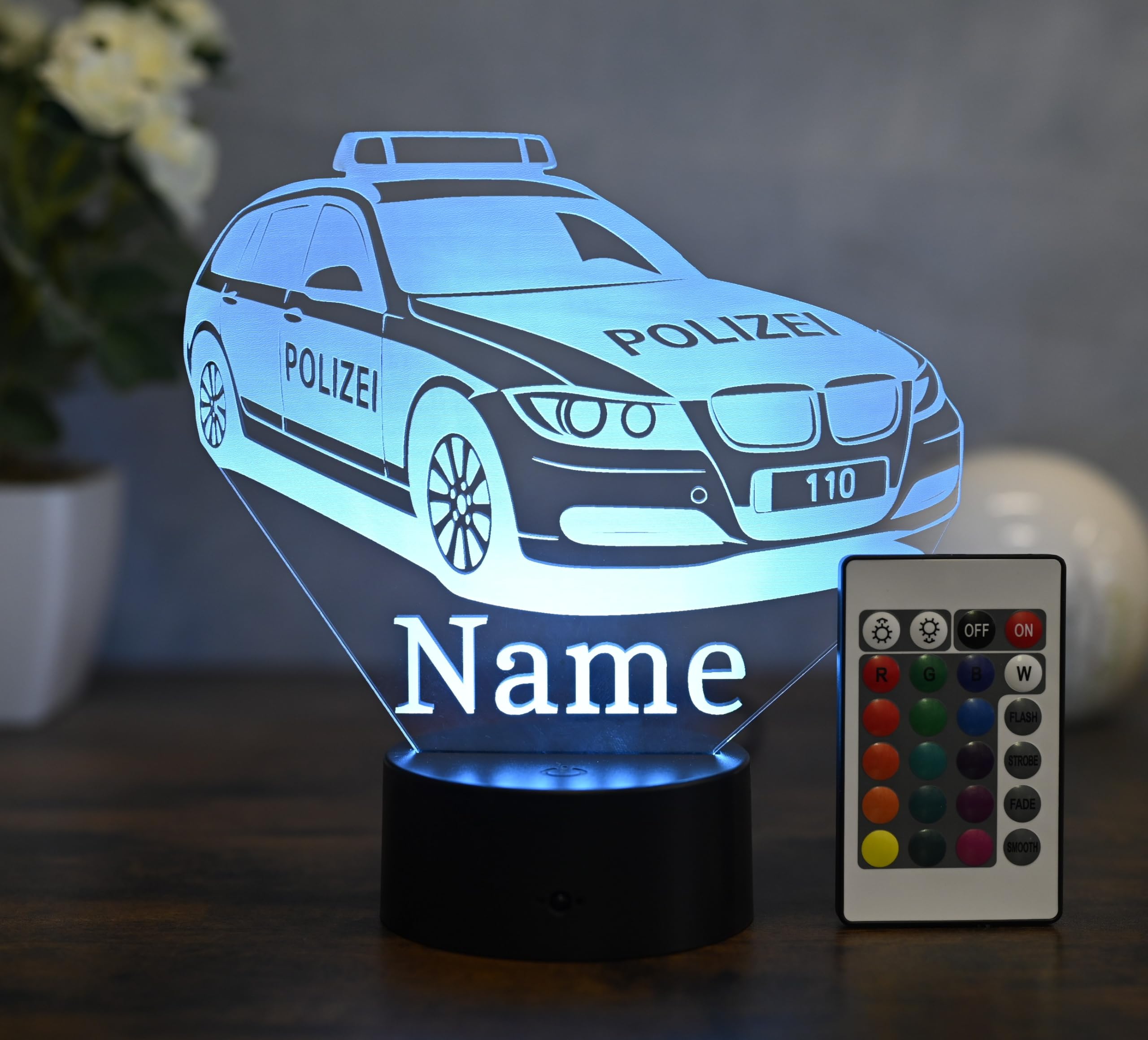 Personalisiertes LED Nachtlicht Polizei Geschenk idee für Polizeifans, dekoration für Polizisten und Polizistinen Sport auto als Polizei auto Polizei Wagen Klassisch