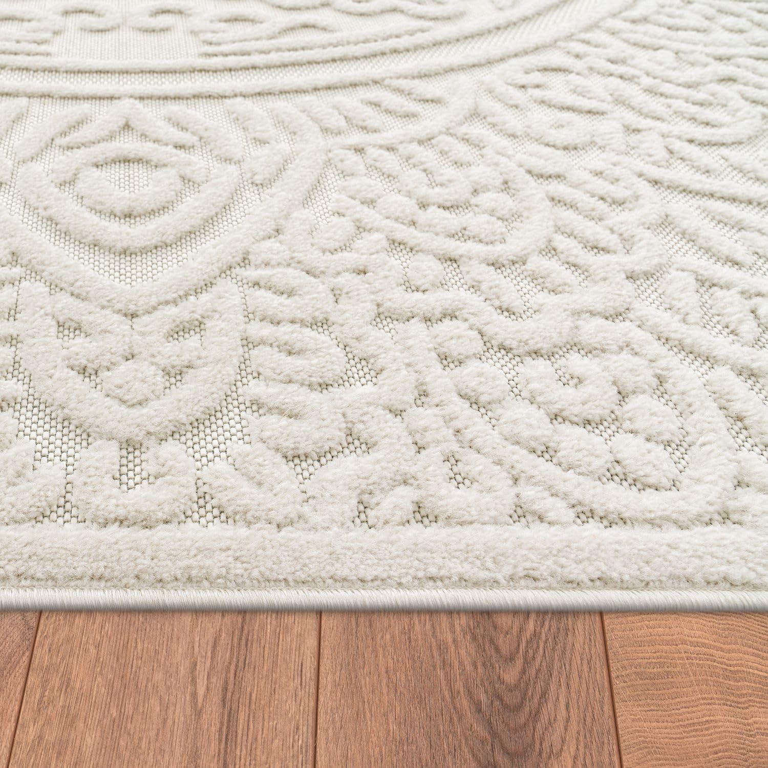 TT Home Tappeto Per Interni Ed Esterni Resistente Alle Intemperie Balcone Camera Da Letto Motivo Scandi Boho Unicolore Aspetto, Colore:Crema 3, Dimensione:200x290 cm