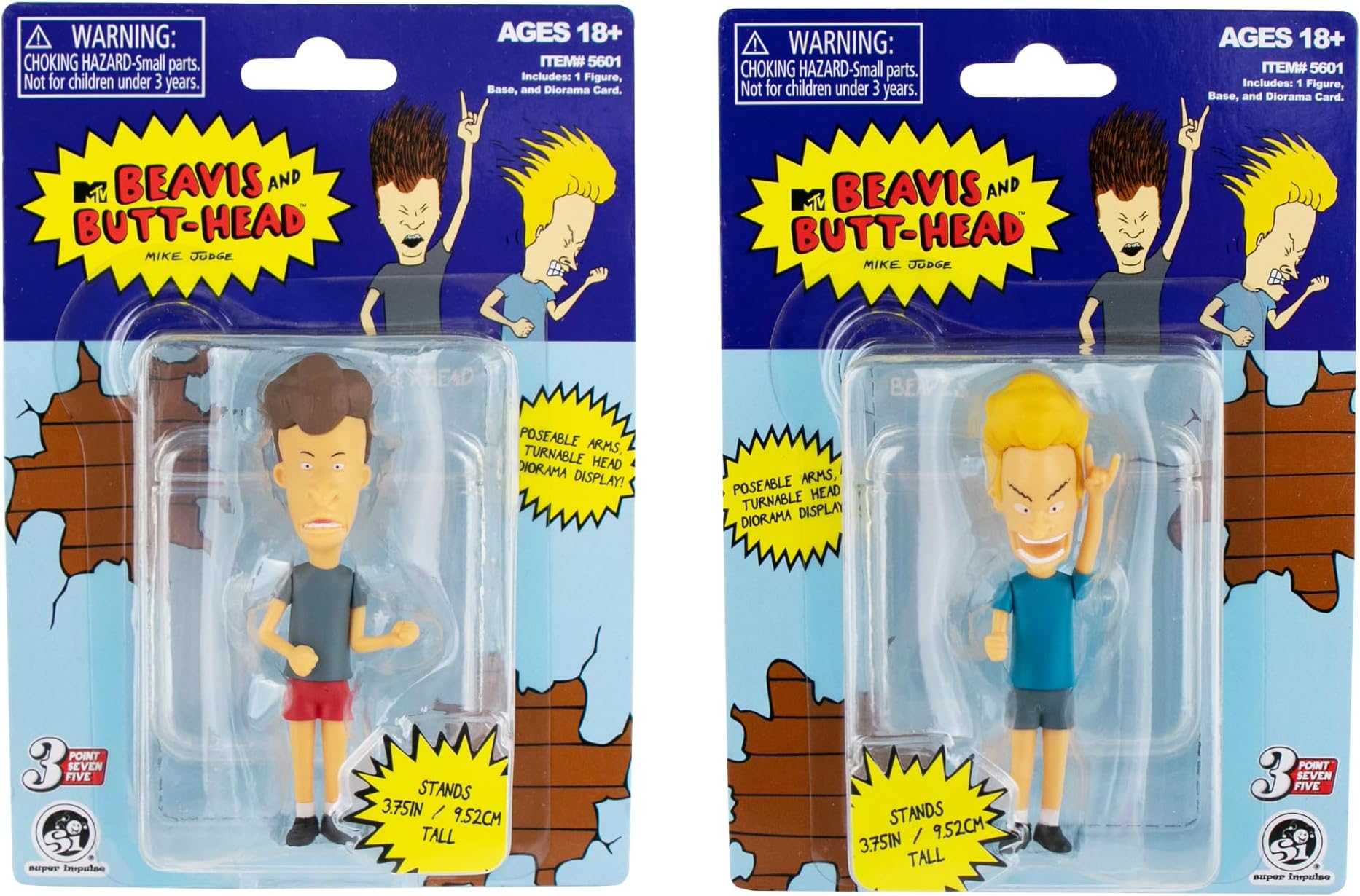 World's SmallestWorld's Smallest Super Impulse Beavis and Butt-Head 3.75 Inch Figures Bundle Set of 2